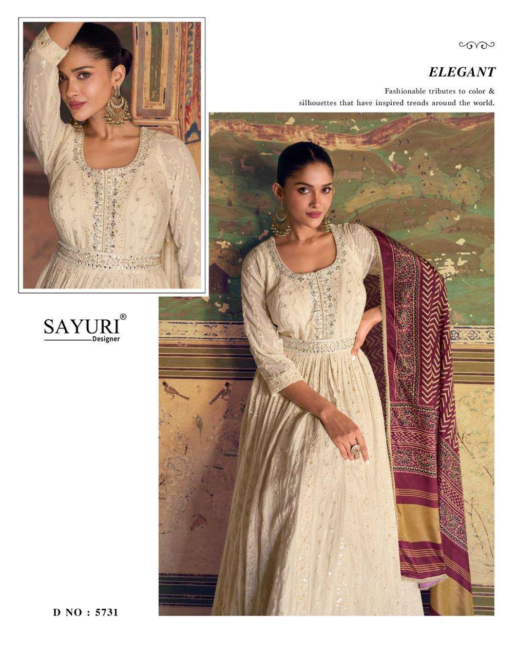 RUBINA BY SAYURI DESIGNER IN REAL GEROGETTE LOOK CHIKANKARI EMBROIDERED DRESSES 