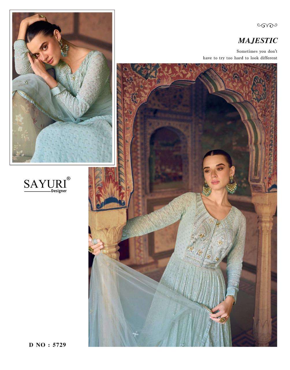 RUBINA BY SAYURI DESIGNER IN REAL GEROGETTE LOOK CHIKANKARI EMBROIDERED DRESSES 