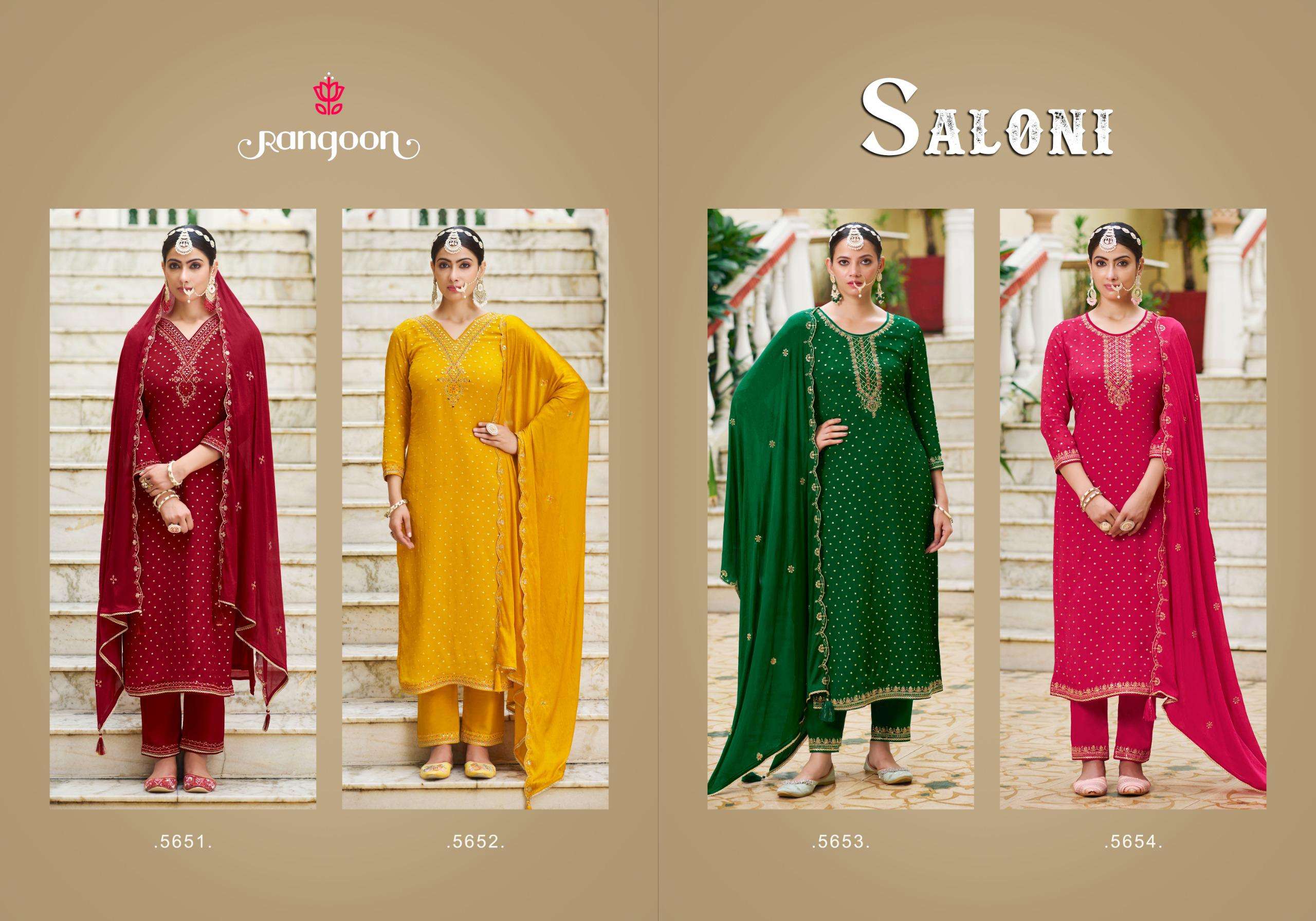 SALONI BY RANGOON IN PURE CHINON JACQUARD BUTI WITH FANCY KHATRI WORK WITH COTTON MAL INNER