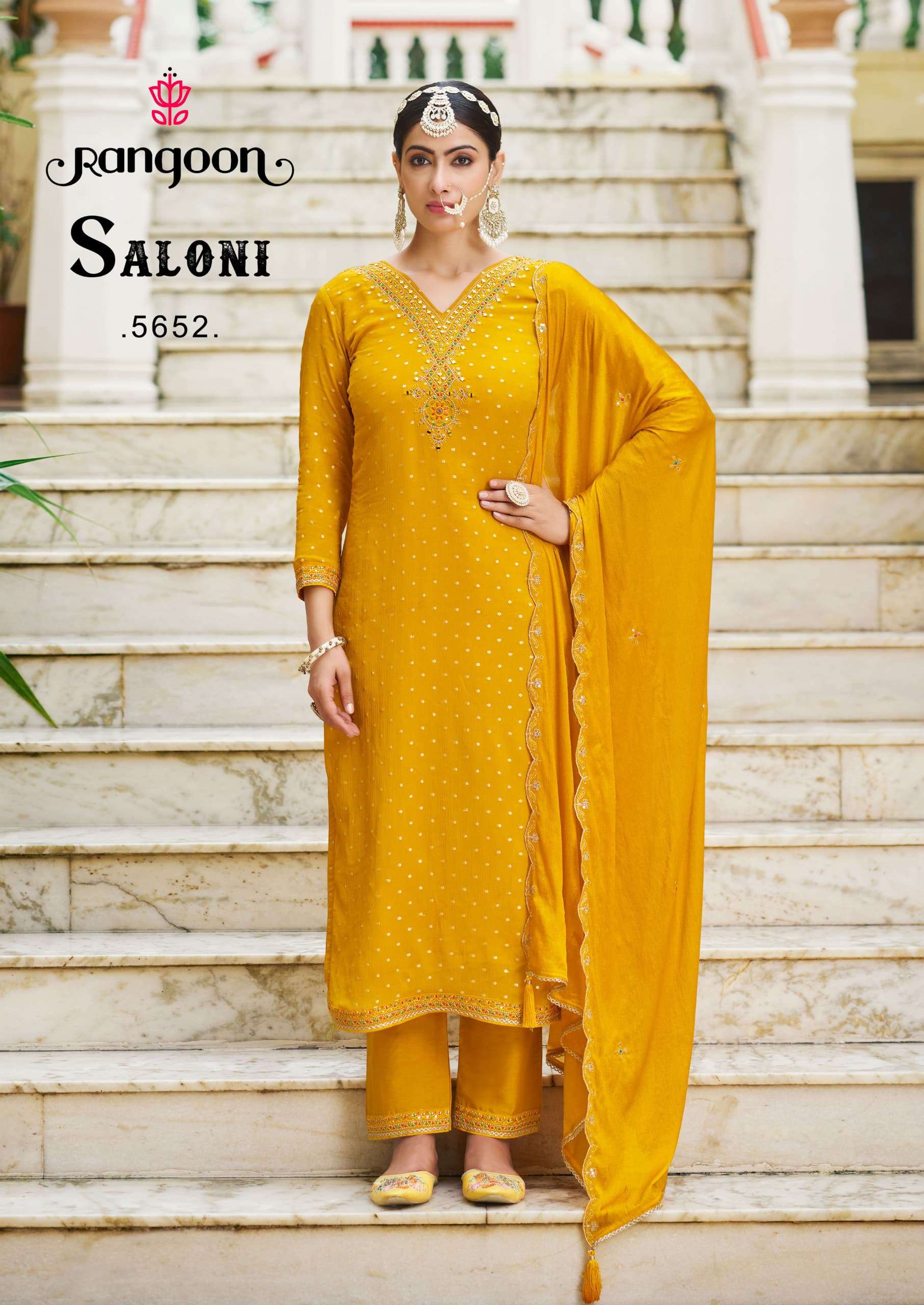 SALONI BY RANGOON IN PURE CHINON JACQUARD BUTI WITH FANCY KHATRI WORK WITH COTTON MAL INNER