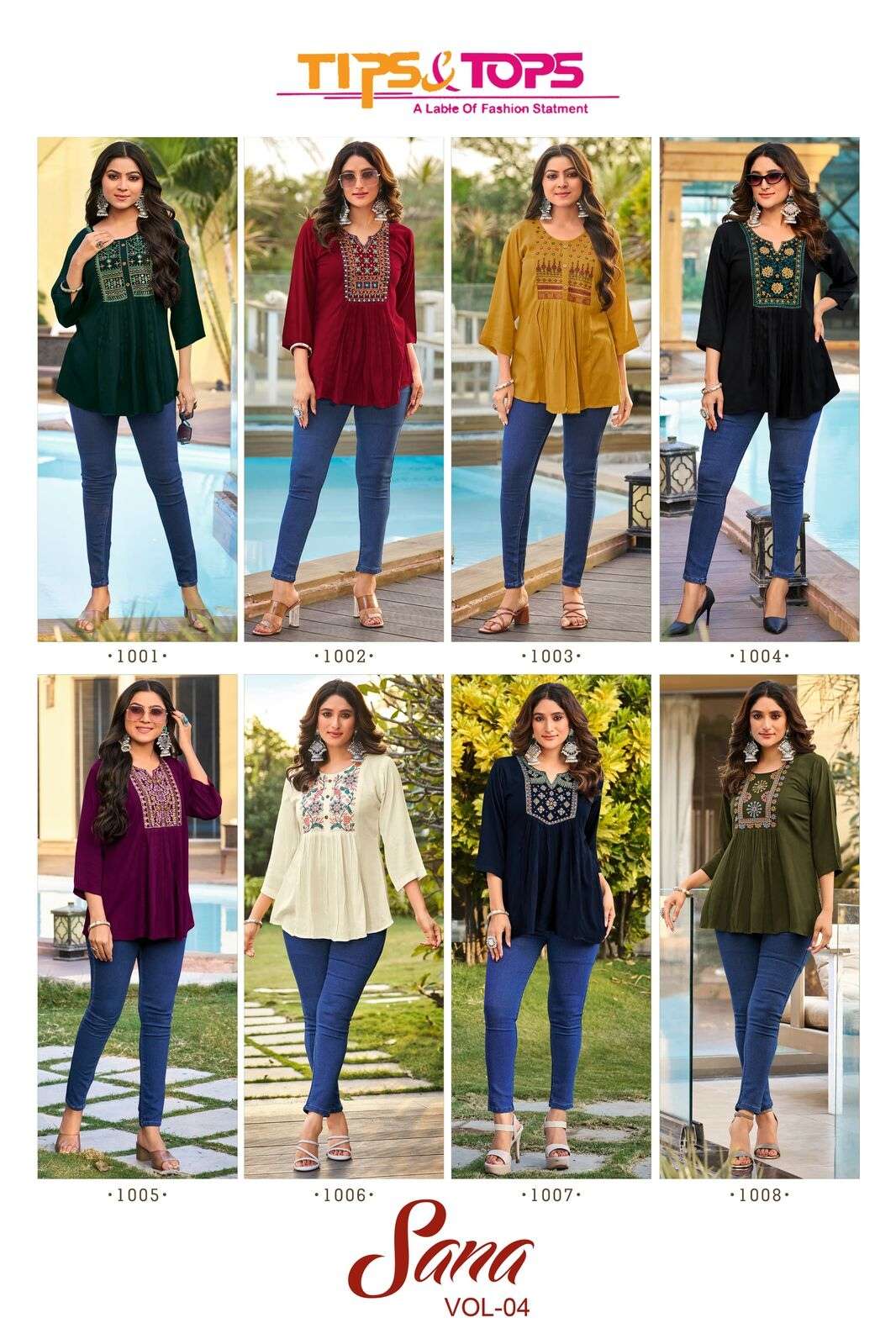 SANA VOL-4 BY TIPS & TOPS IN RAYON WRINKLE WITH HEAVY EMBROIDERY 