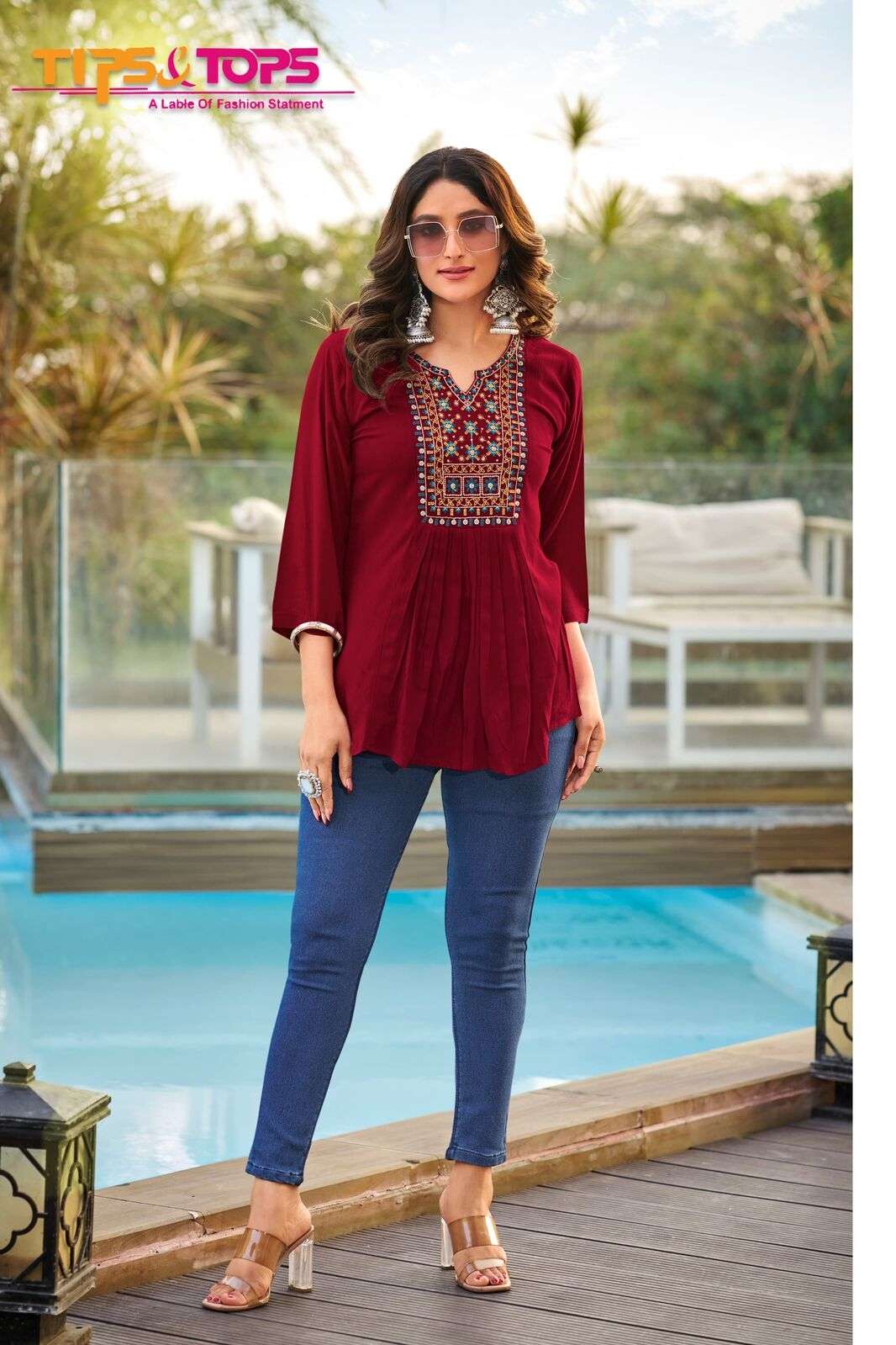 SANA VOL-4 BY TIPS & TOPS IN RAYON WRINKLE WITH HEAVY EMBROIDERY 