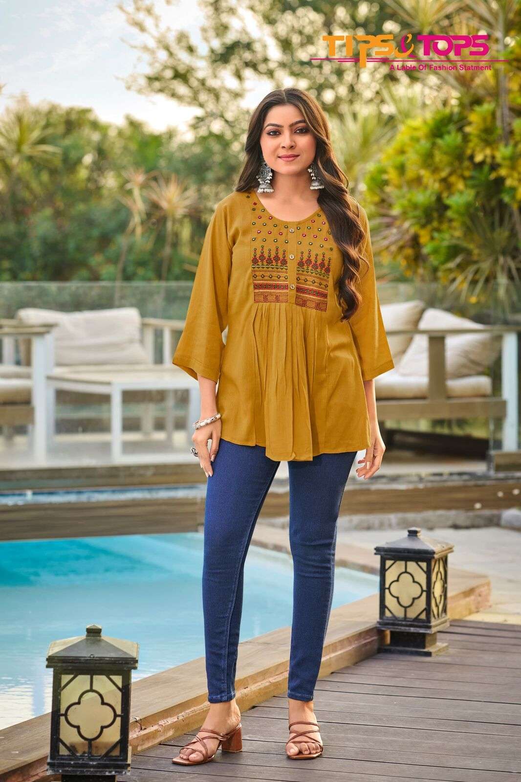 SANA VOL-4 BY TIPS & TOPS IN RAYON WRINKLE WITH HEAVY EMBROIDERY 