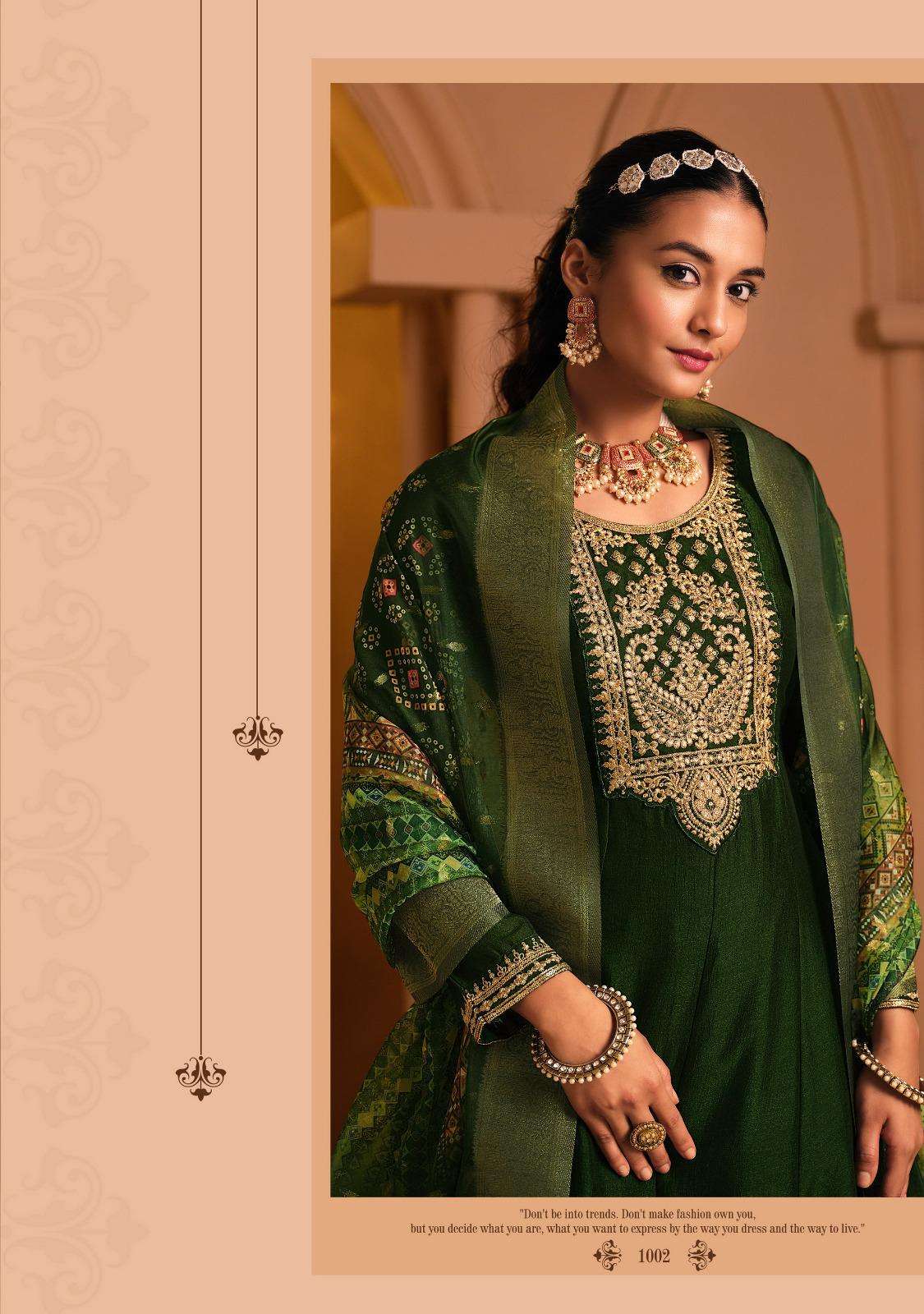 SHAYARI BY LADY & LEELA ANARKALI STYLE DRESS WITH EMBROIDERY ON VICHITRA SILK FABRIC & INNER