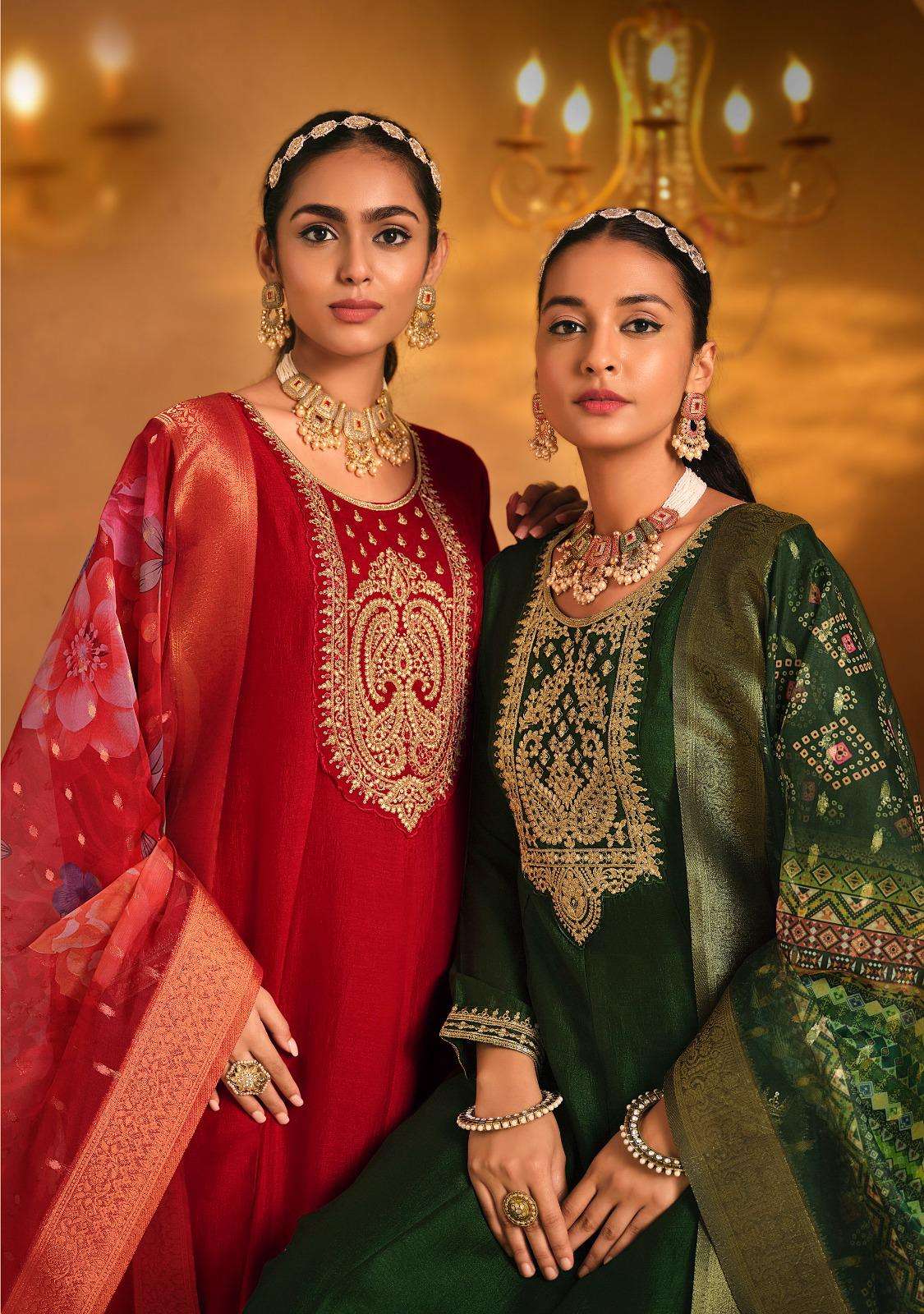 SHAYARI BY LADY & LEELA ANARKALI STYLE DRESS WITH EMBROIDERY ON VICHITRA SILK FABRIC & INNER