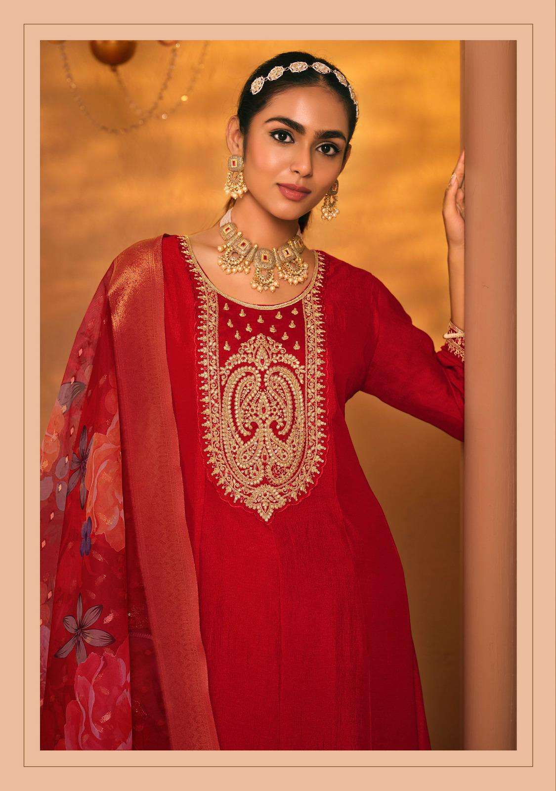 SHAYARI BY LADY & LEELA ANARKALI STYLE DRESS WITH EMBROIDERY ON VICHITRA SILK FABRIC & INNER