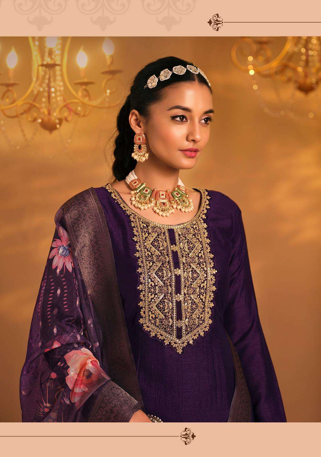 SHAYARI BY LADY & LEELA ANARKALI STYLE DRESS WITH EMBROIDERY ON VICHITRA SILK FABRIC & INNER