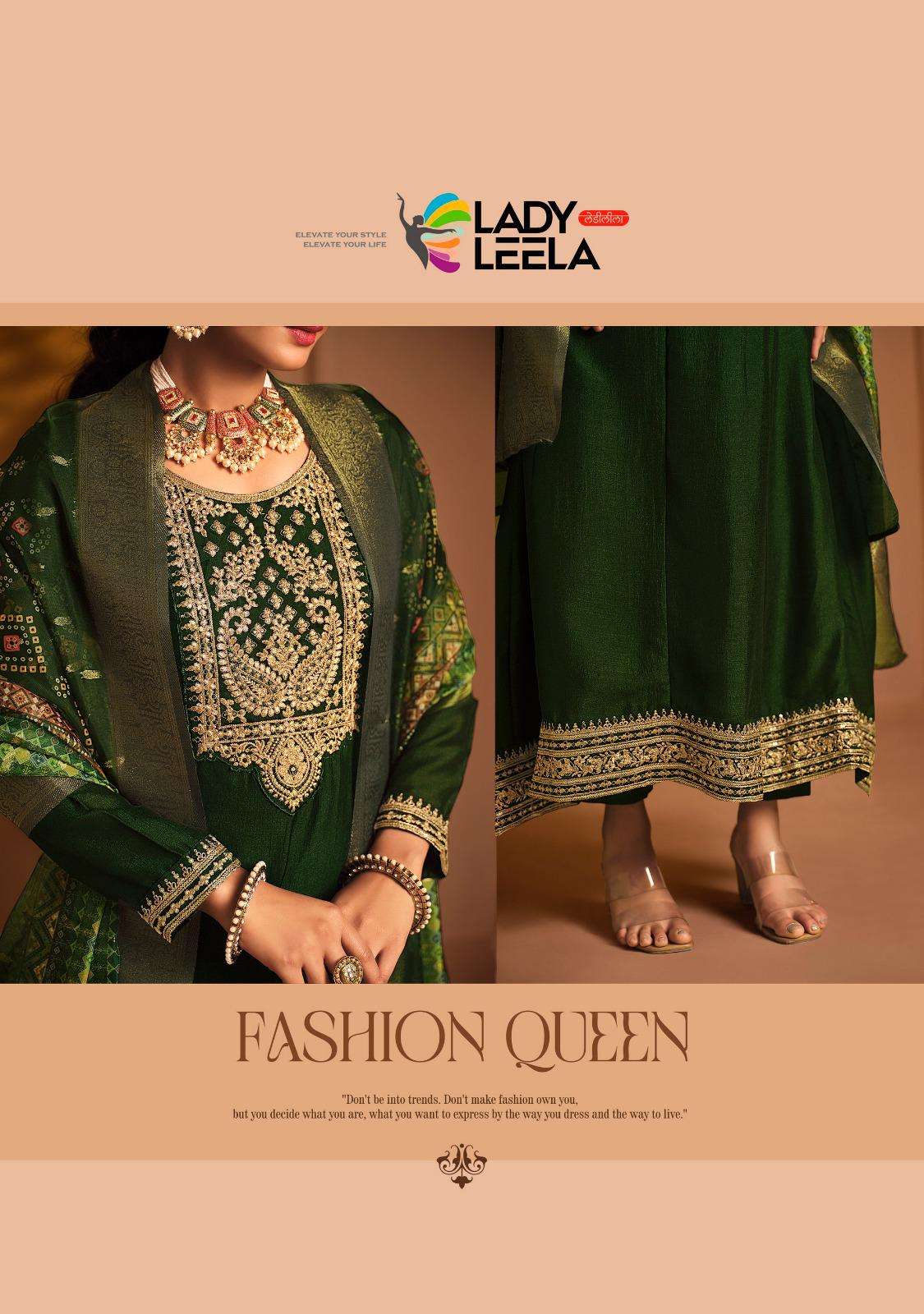 SHAYARI BY LADY & LEELA ANARKALI STYLE DRESS WITH EMBROIDERY ON VICHITRA SILK FABRIC & INNER