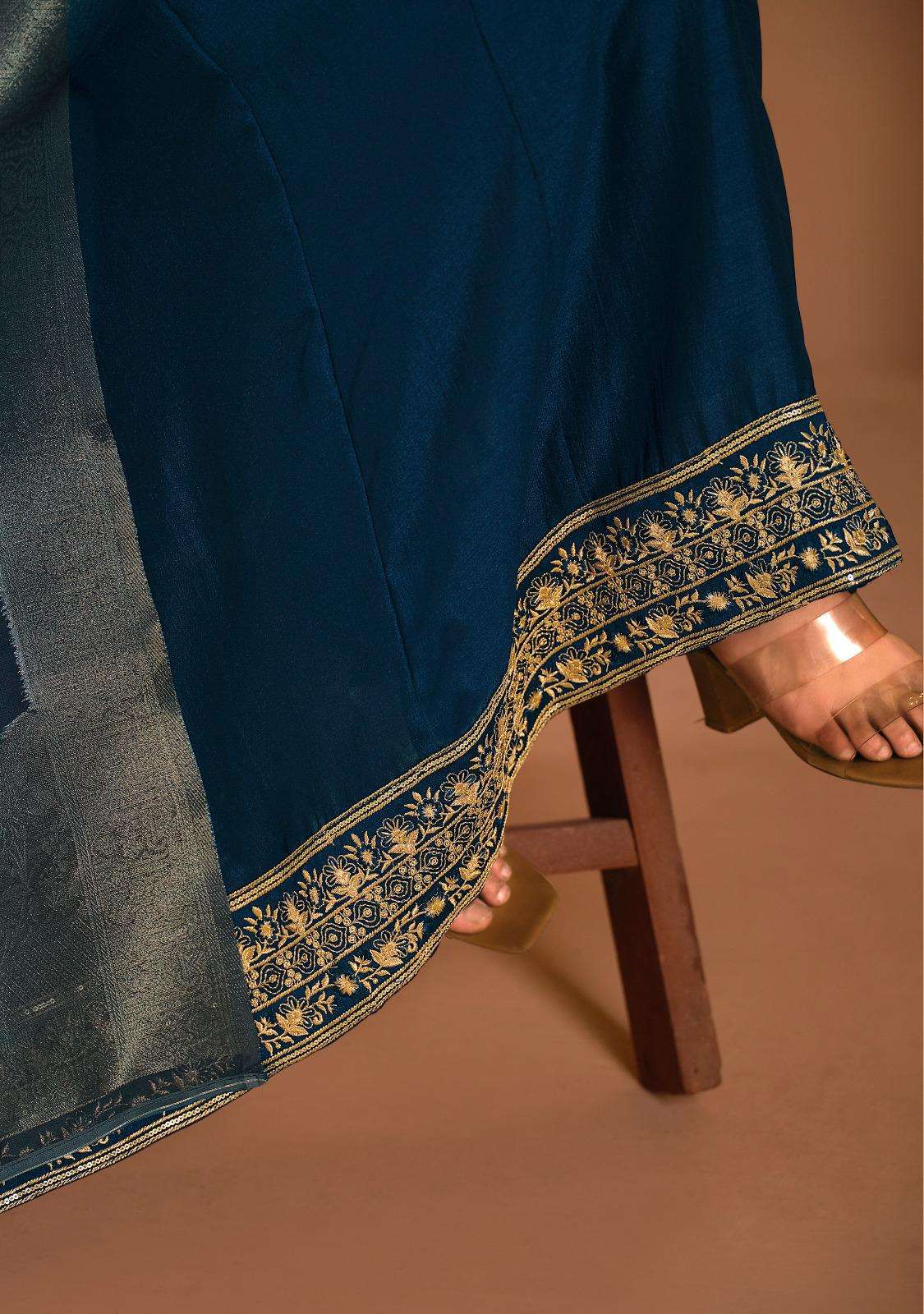 SHAYARI BY LADY & LEELA ANARKALI STYLE DRESS WITH EMBROIDERY ON VICHITRA SILK FABRIC & INNER