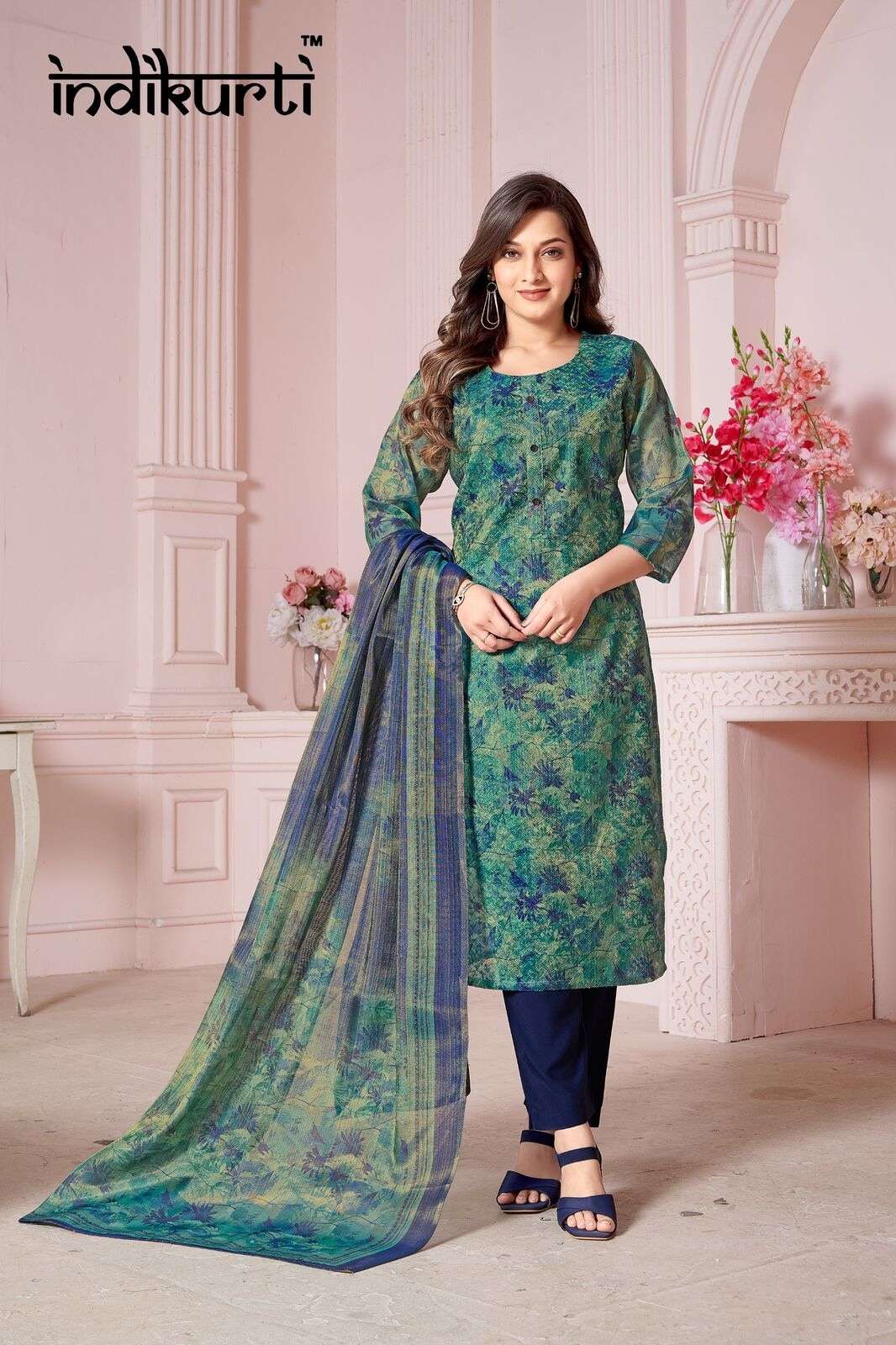 SHIVANI-3 BY INDIKURTI IN SCHIFFLI PREMIUM ERODE SILK WITH HANDWORK