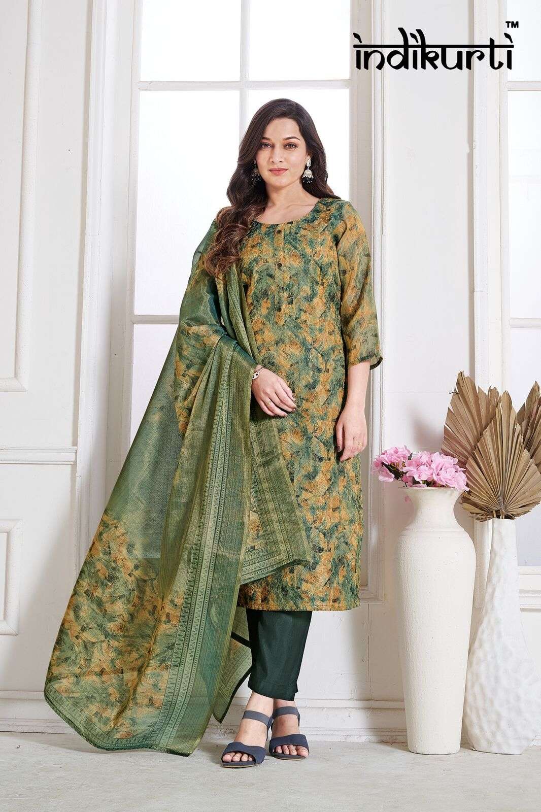 SHIVANI-3 BY INDIKURTI IN SCHIFFLI PREMIUM ERODE SILK WITH HANDWORK