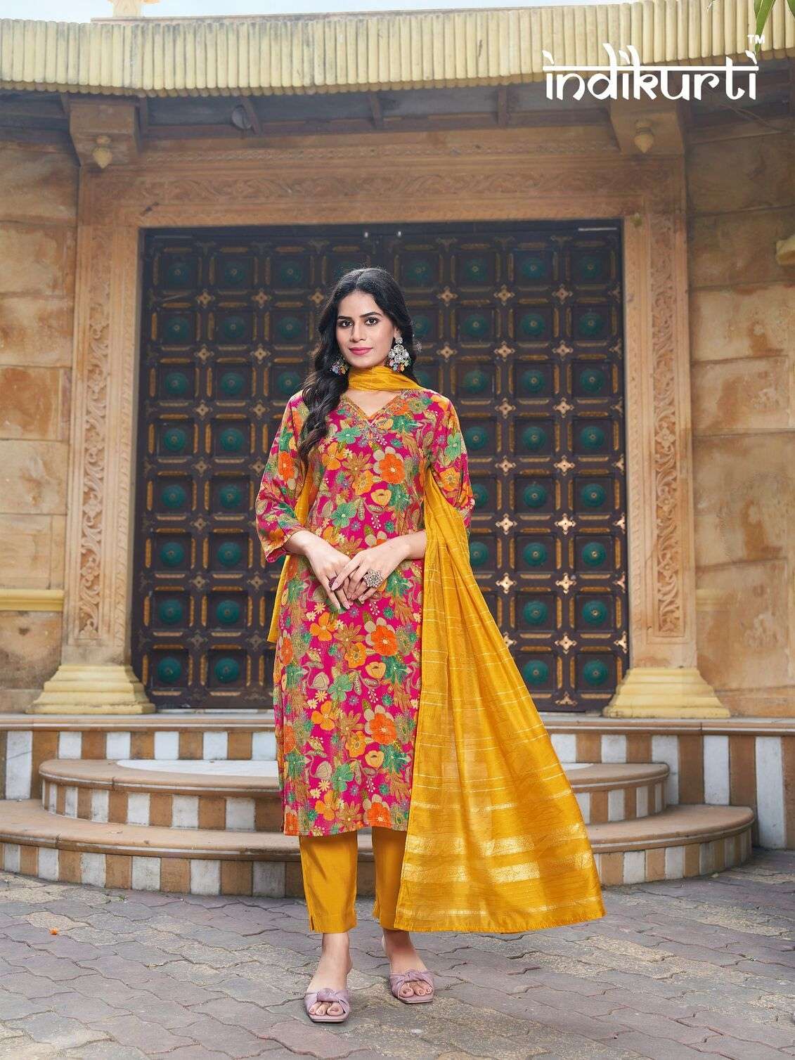 SHREYA BY INDIKURTI SHIMMER VETICAN FOIL PRINT AND PV ROMAN FOIL PRINT