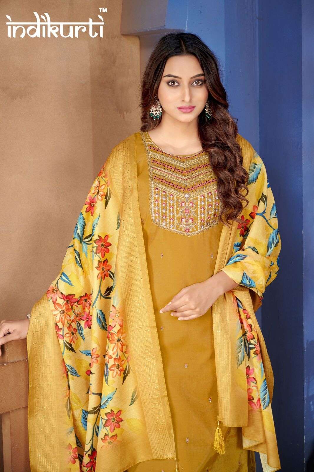 SONIYA BY INDIKURTI IN SHIMMER PV ROMAN WITH HEAVY CHANDERI DIGITAL