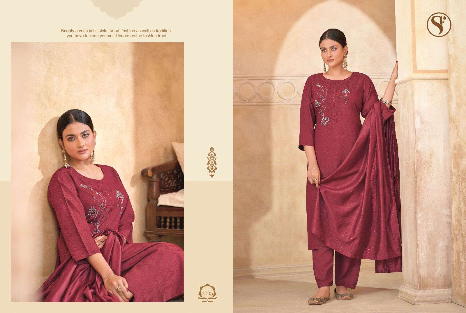 STONE VOL-3 BY SWEETY FASHION IN RAYON WITH HANDWORK WITH FANCY SILK BASE DUPATTA