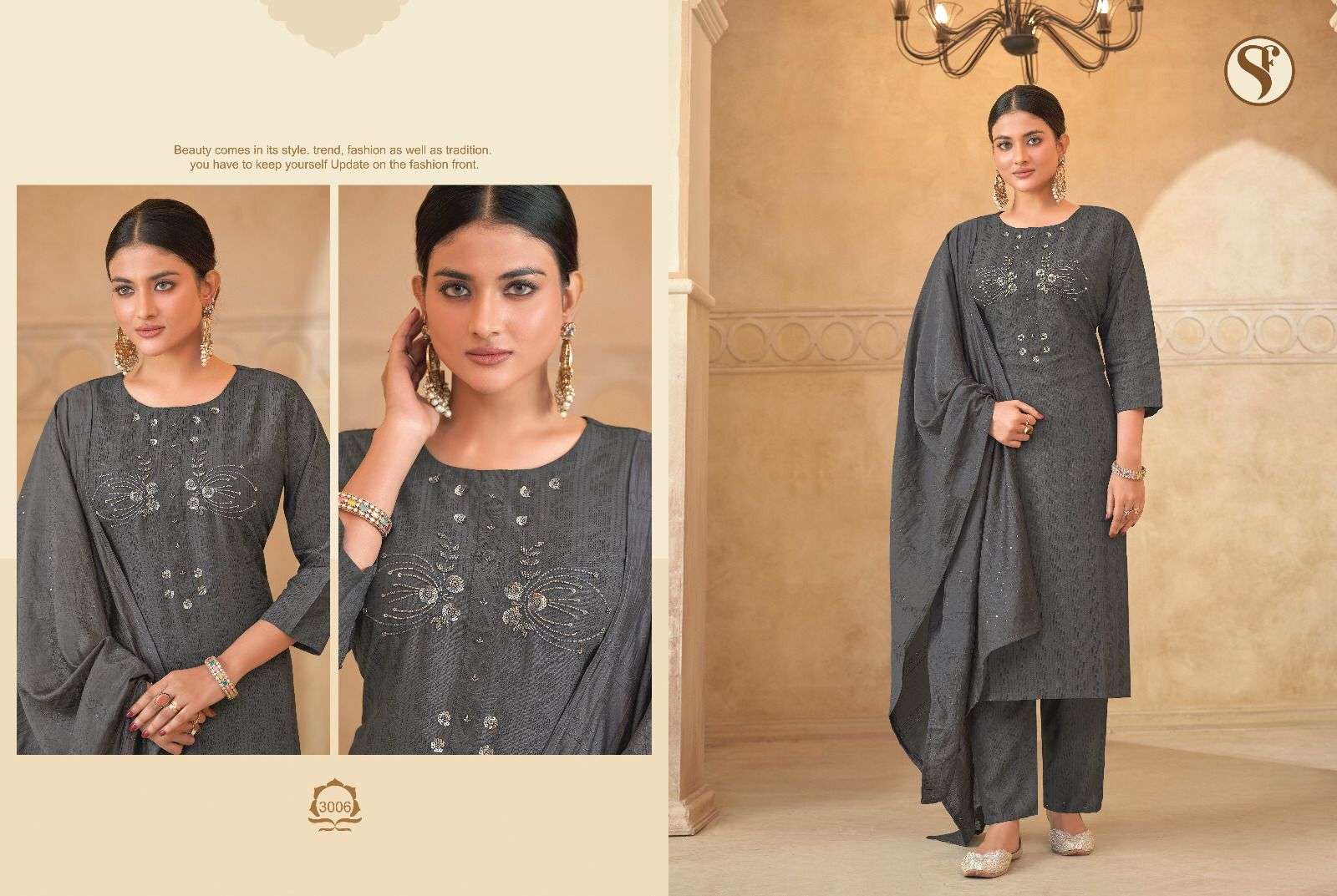 STONE VOL-3 BY SWEETY FASHION IN RAYON WITH HANDWORK WITH FANCY SILK BASE DUPATTA