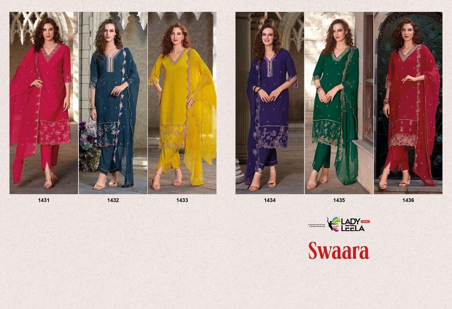 SWAARA BY LADY LEELA EMBRIODARY & HANDWORK ON VISCOSE SILK FABRIC KURTI WITH INNER