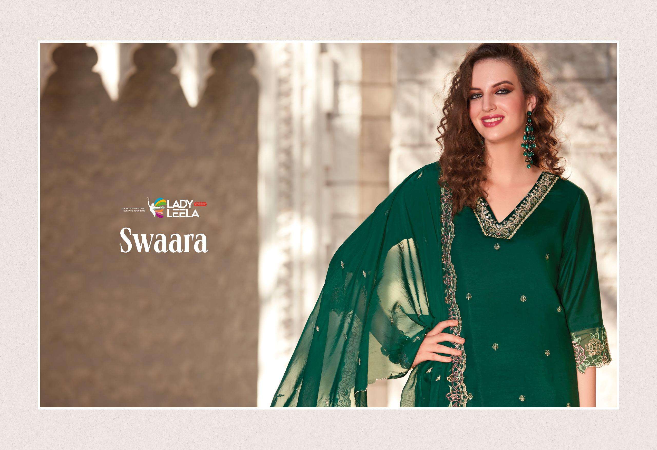 SWAARA BY LADY LEELA EMBRIODARY & HANDWORK ON VISCOSE SILK FABRIC KURTI WITH INNER