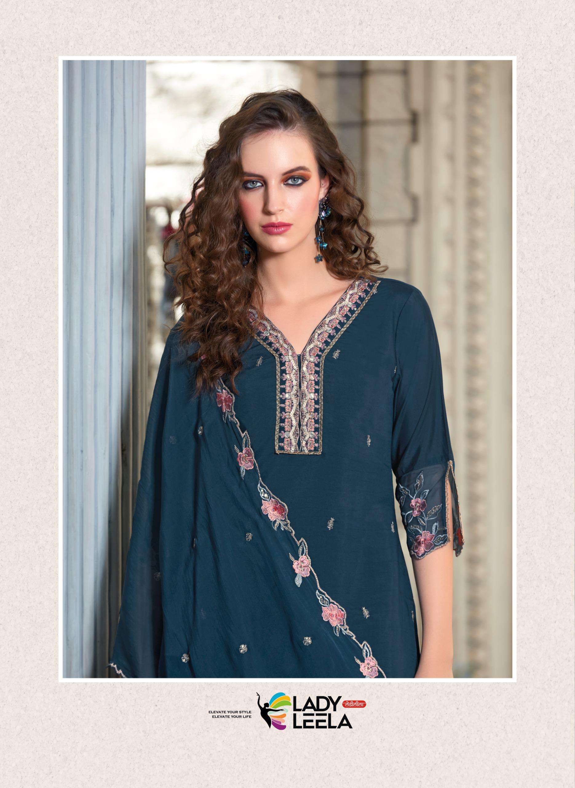 SWAARA BY LADY LEELA EMBRIODARY & HANDWORK ON VISCOSE SILK FABRIC KURTI WITH INNER