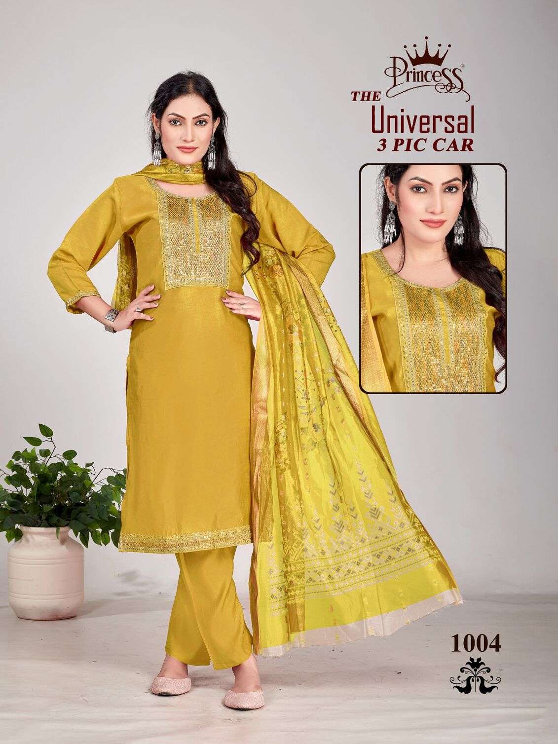 UNIVERSAL-3 BY PRINCESS CREATION IN HEAVY ROMAN SILK WITH COTTAN INNER DIGITAL DUPATTA