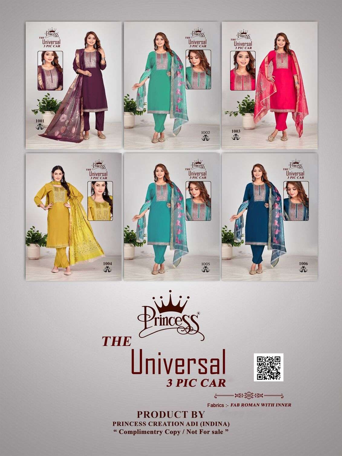 UNIVERSAL-3 BY PRINCESS CREATION IN HEAVY ROMAN SILK WITH COTTAN INNER DIGITAL DUPATTA