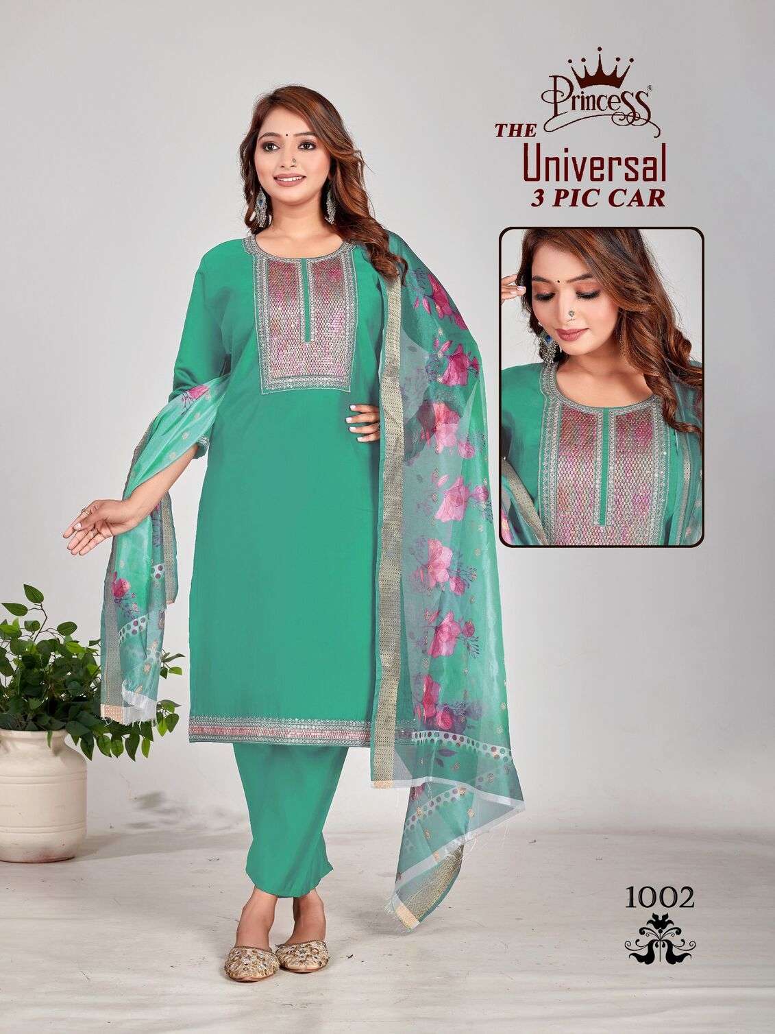 UNIVERSAL-3 BY PRINCESS CREATION IN HEAVY ROMAN SILK WITH COTTAN INNER DIGITAL DUPATTA