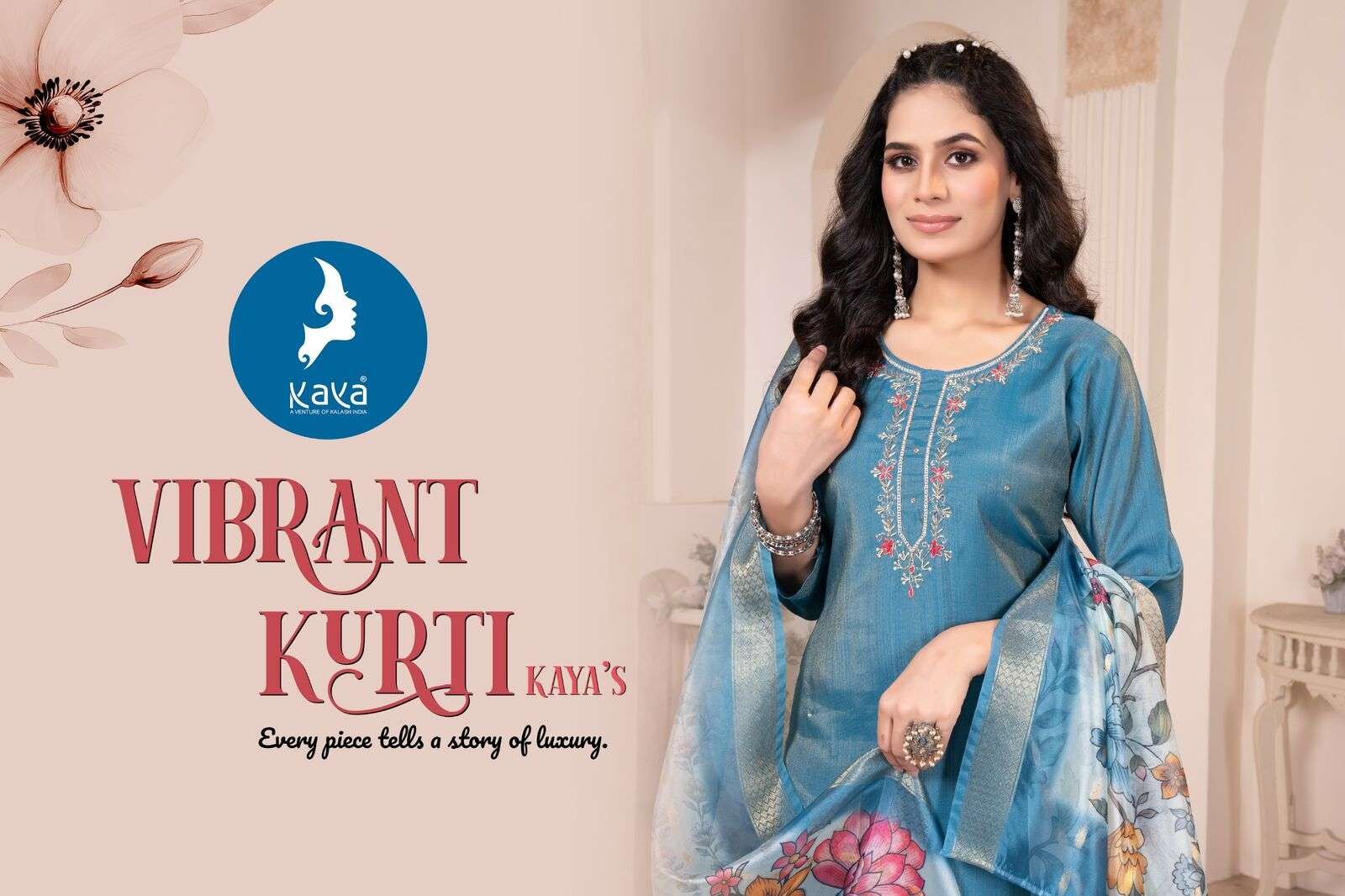 VASTRAM BY KAYA KURTI IN VERTICAN SHIMMER WITH ONESIDE POCKET