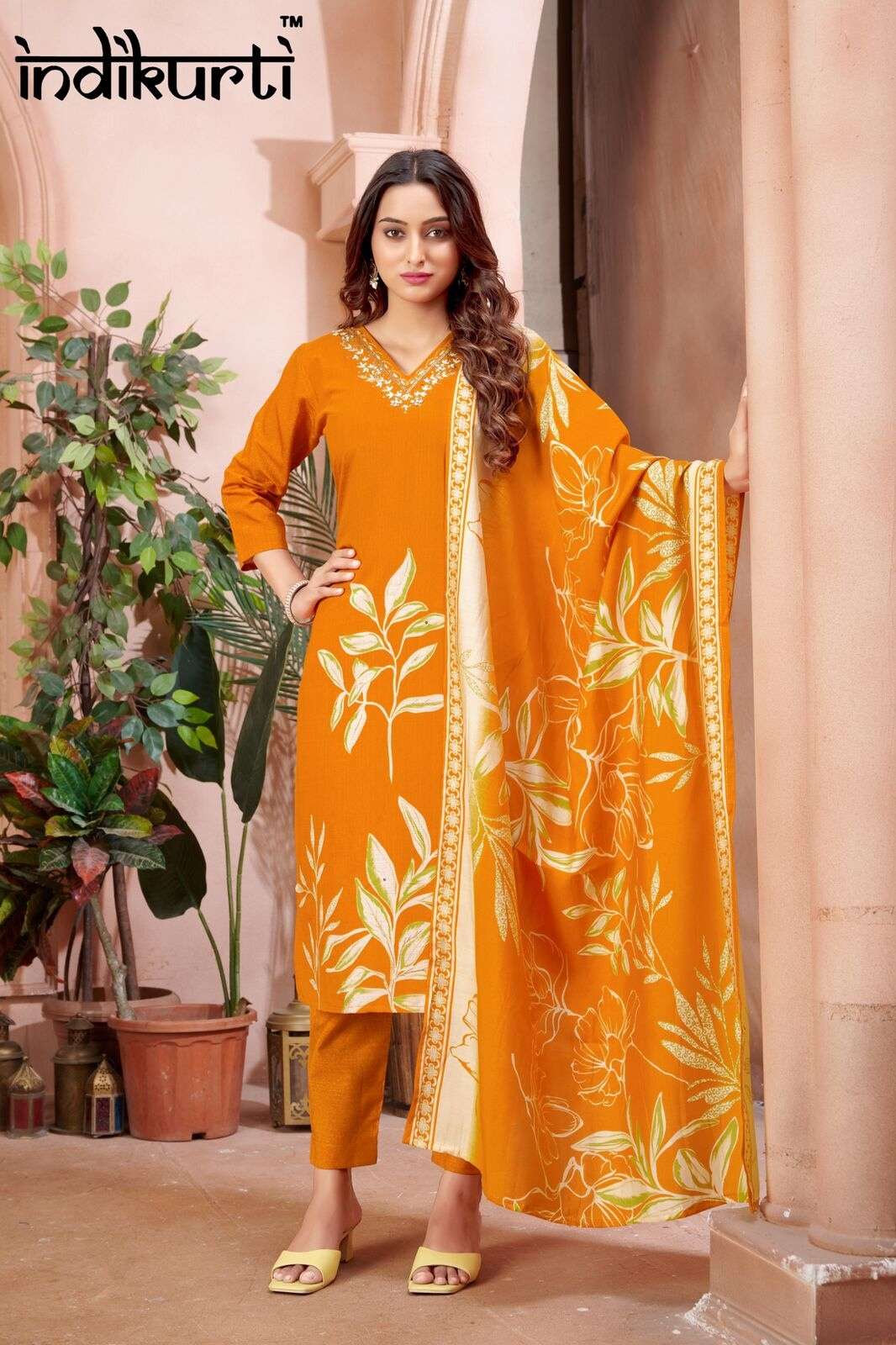 VIDHI BY INDIKURTI WITH VETICAN FOIL PRINT &  DISCHARGE PV ROMAN FOIL PRINT PLACEMENT PRINTS