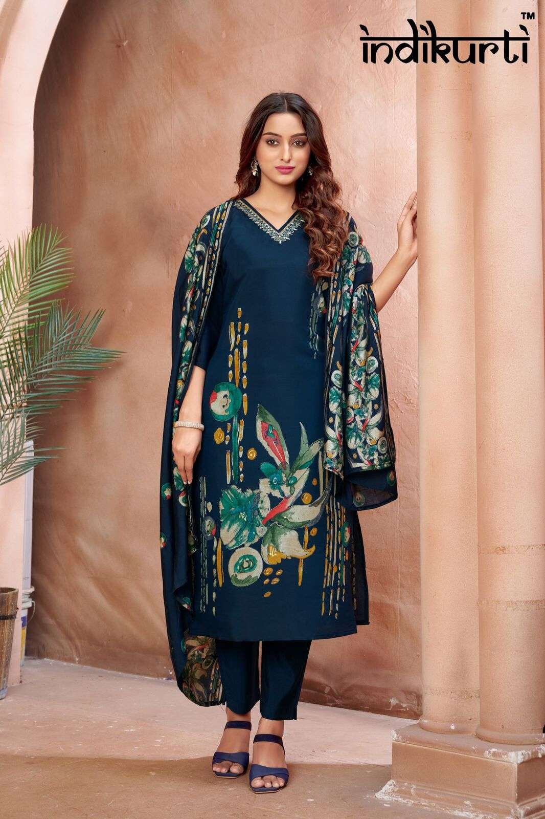 VIDHI BY INDIKURTI WITH VETICAN FOIL PRINT &  DISCHARGE PV ROMAN FOIL PRINT PLACEMENT PRINTS
