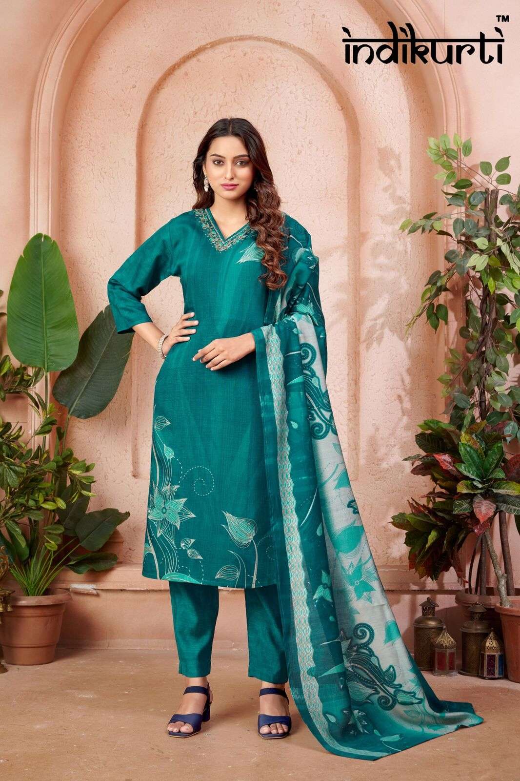 VIDHI BY INDIKURTI WITH VETICAN FOIL PRINT &  DISCHARGE PV ROMAN FOIL PRINT PLACEMENT PRINTS