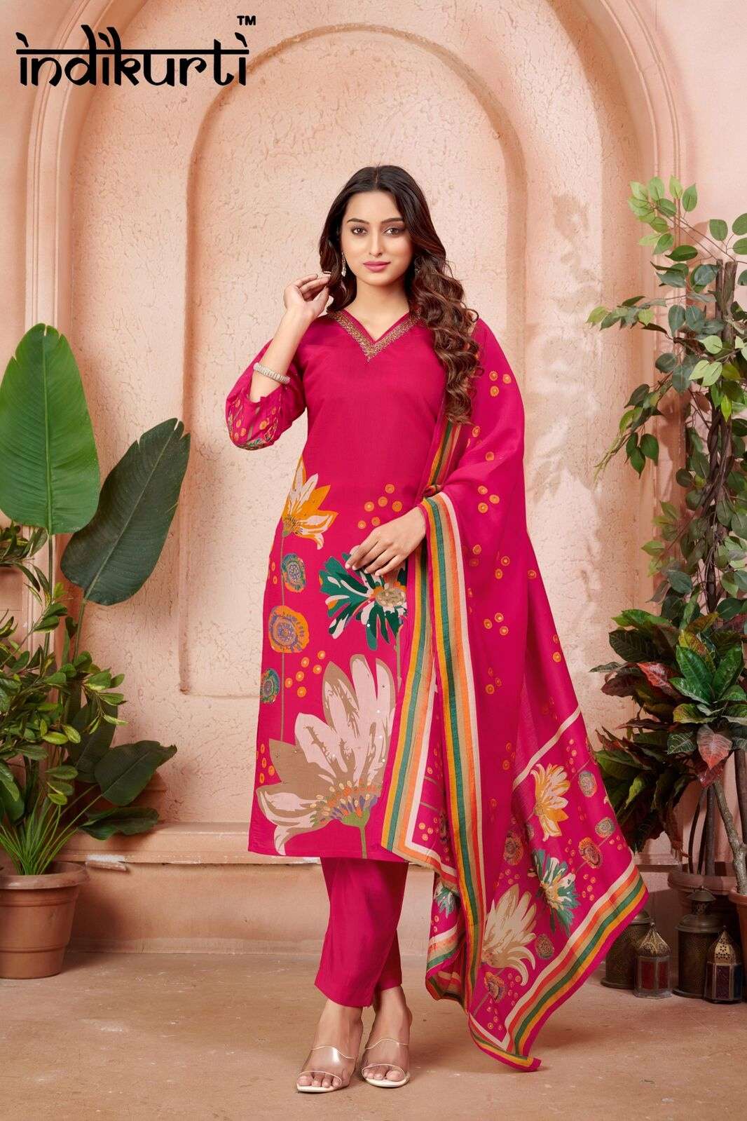 VIDHI BY INDIKURTI WITH VETICAN FOIL PRINT &  DISCHARGE PV ROMAN FOIL PRINT PLACEMENT PRINTS