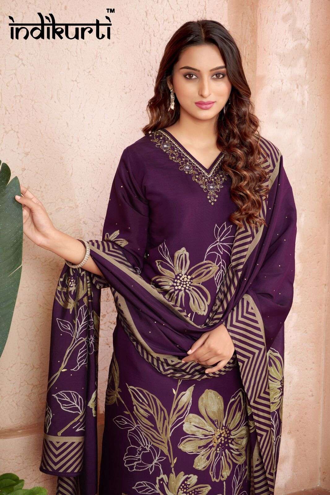 VIDHI BY INDIKURTI WITH VETICAN FOIL PRINT &  DISCHARGE PV ROMAN FOIL PRINT PLACEMENT PRINTS