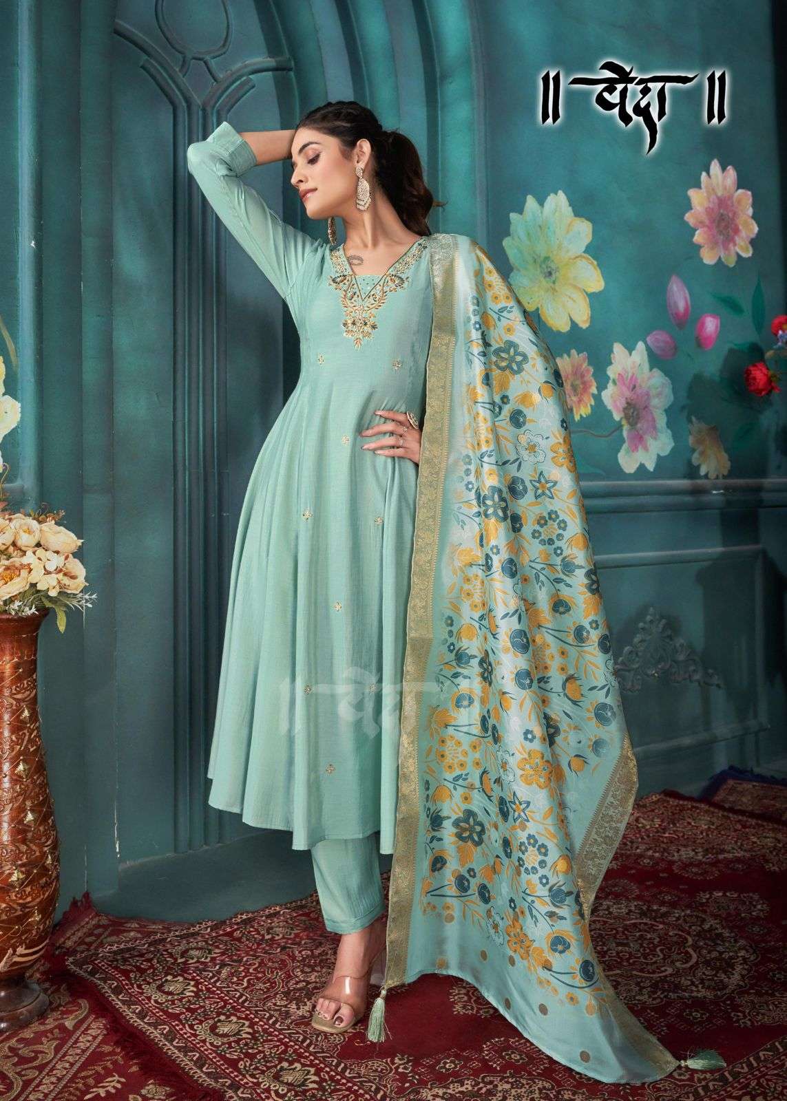 VOL-2 BY VEDA FANCY FABRIC WITH MUL COTTON INAR AND LONG GHERA