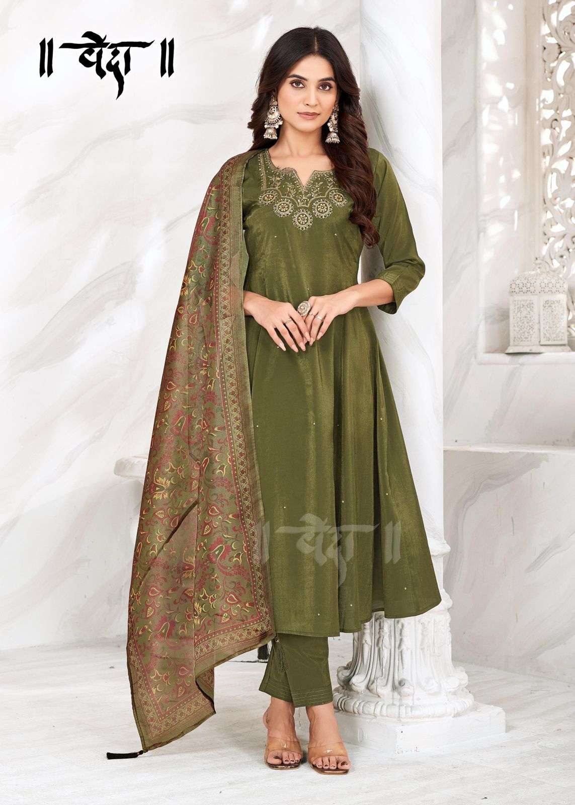 VOL-2 BY VEDA FANCY FABRIC WITH MUL COTTON INAR AND LONG GHERA