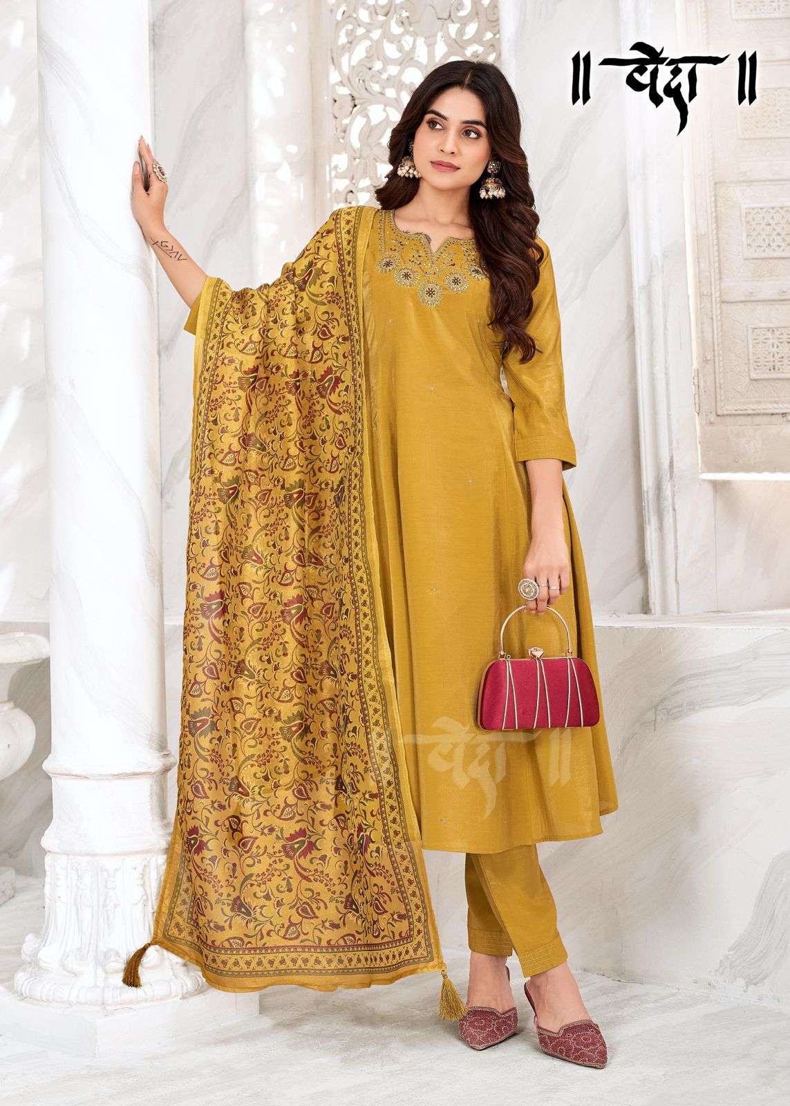 VOL-2 BY VEDA FANCY FABRIC WITH MUL COTTON INAR AND LONG GHERA