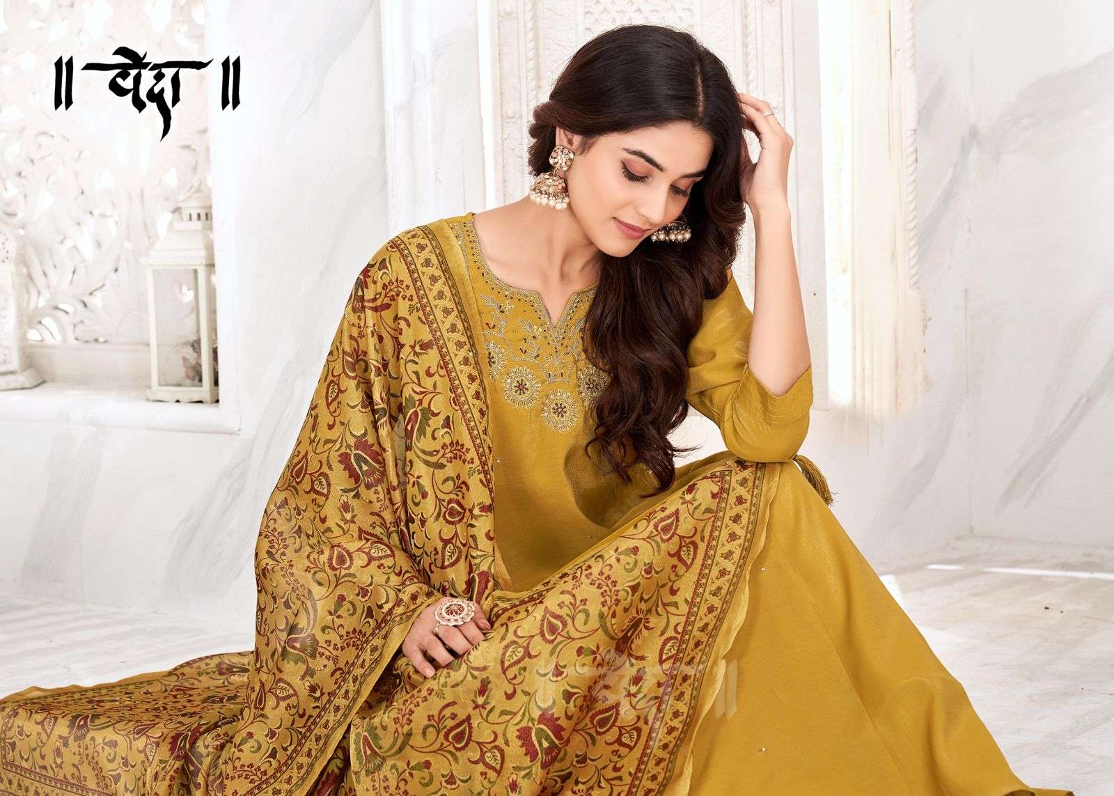 VOL-2 BY VEDA FANCY FABRIC WITH MUL COTTON INAR AND LONG GHERA