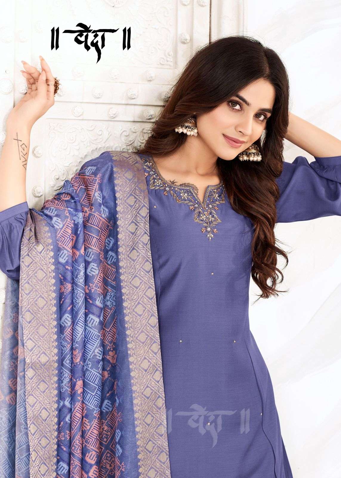 VOL-3 BY VEDA FANCY FABRIC WITH MUL COTTON INAR AND LONG GHERA