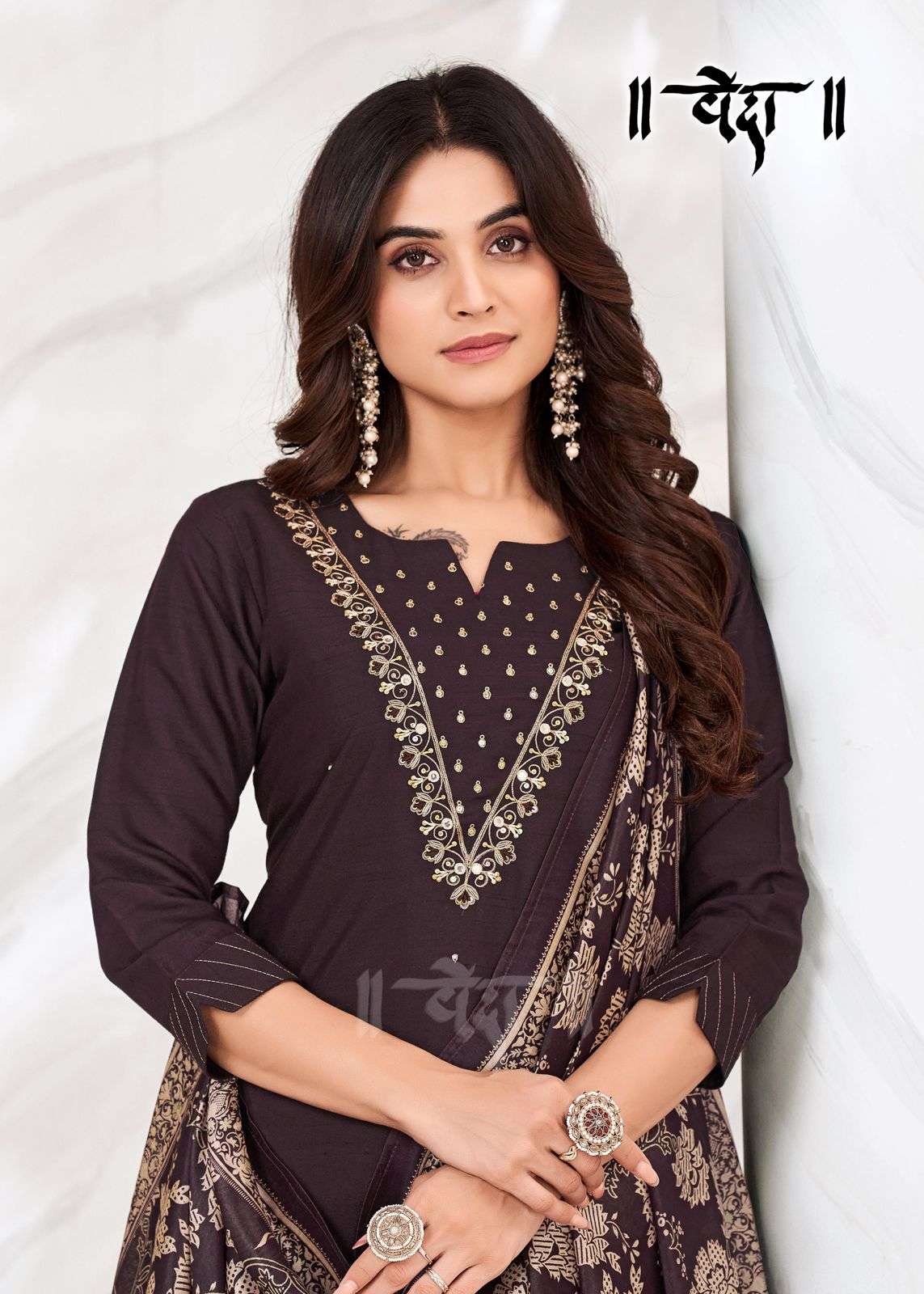 VOL-3 BY VEDA FANCY FABRIC WITH MUL COTTON INAR AND LONG GHERA