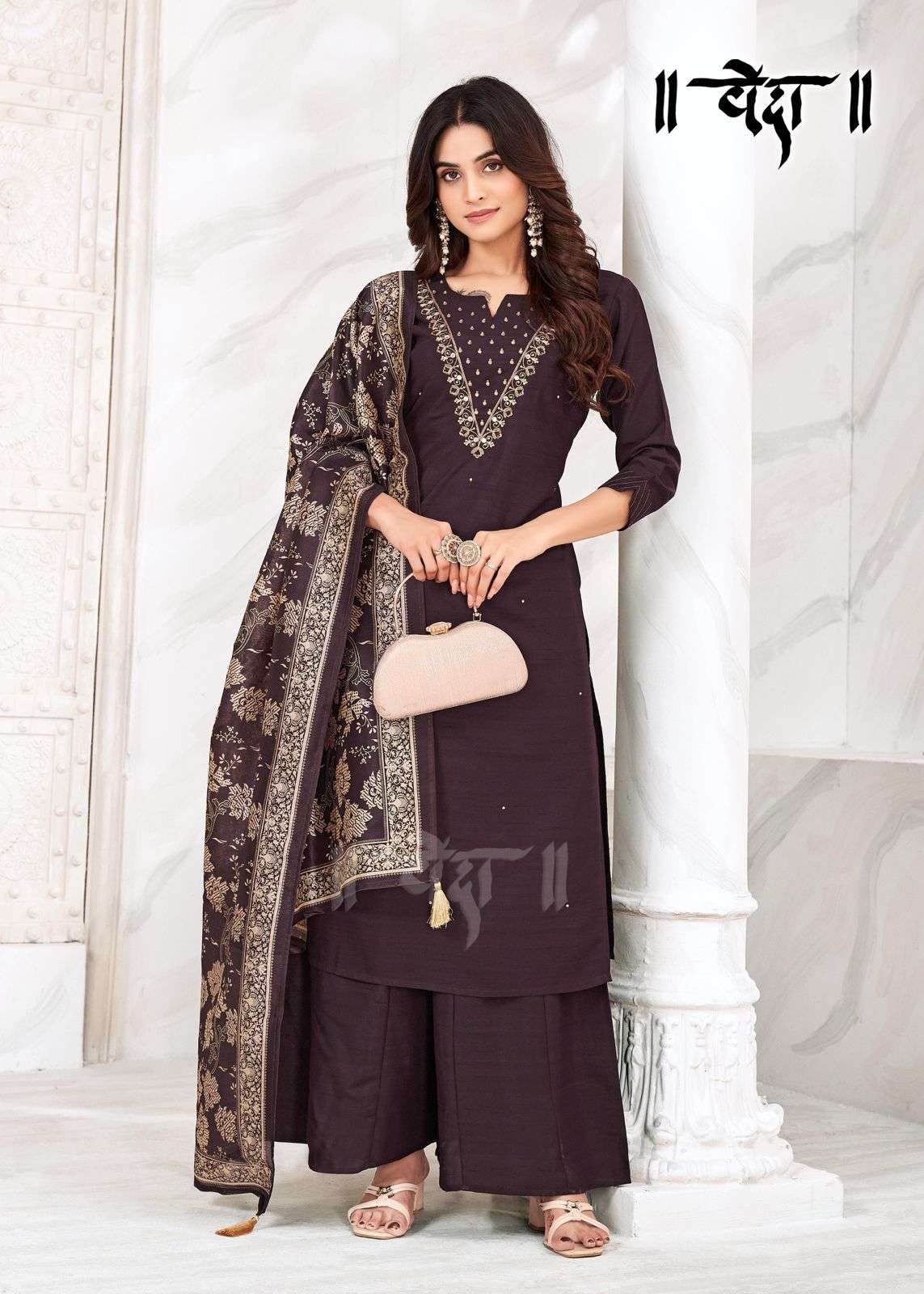 VOL-3 BY VEDA FANCY FABRIC WITH MUL COTTON INAR AND LONG GHERA