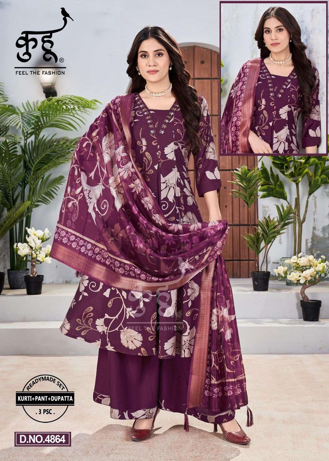 VOL-4 BY KUHOO IN INAR ATTECH FANCY FABRIC PLAZO