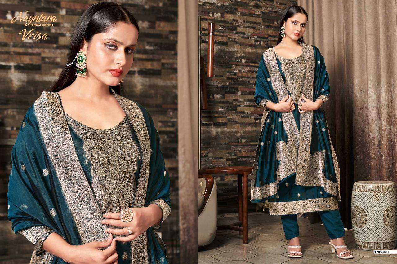 VRISA BY NAYNTARA IN PREMIUM VISCOSE WOVEN SILK JACQUARD WITH HAND WORK