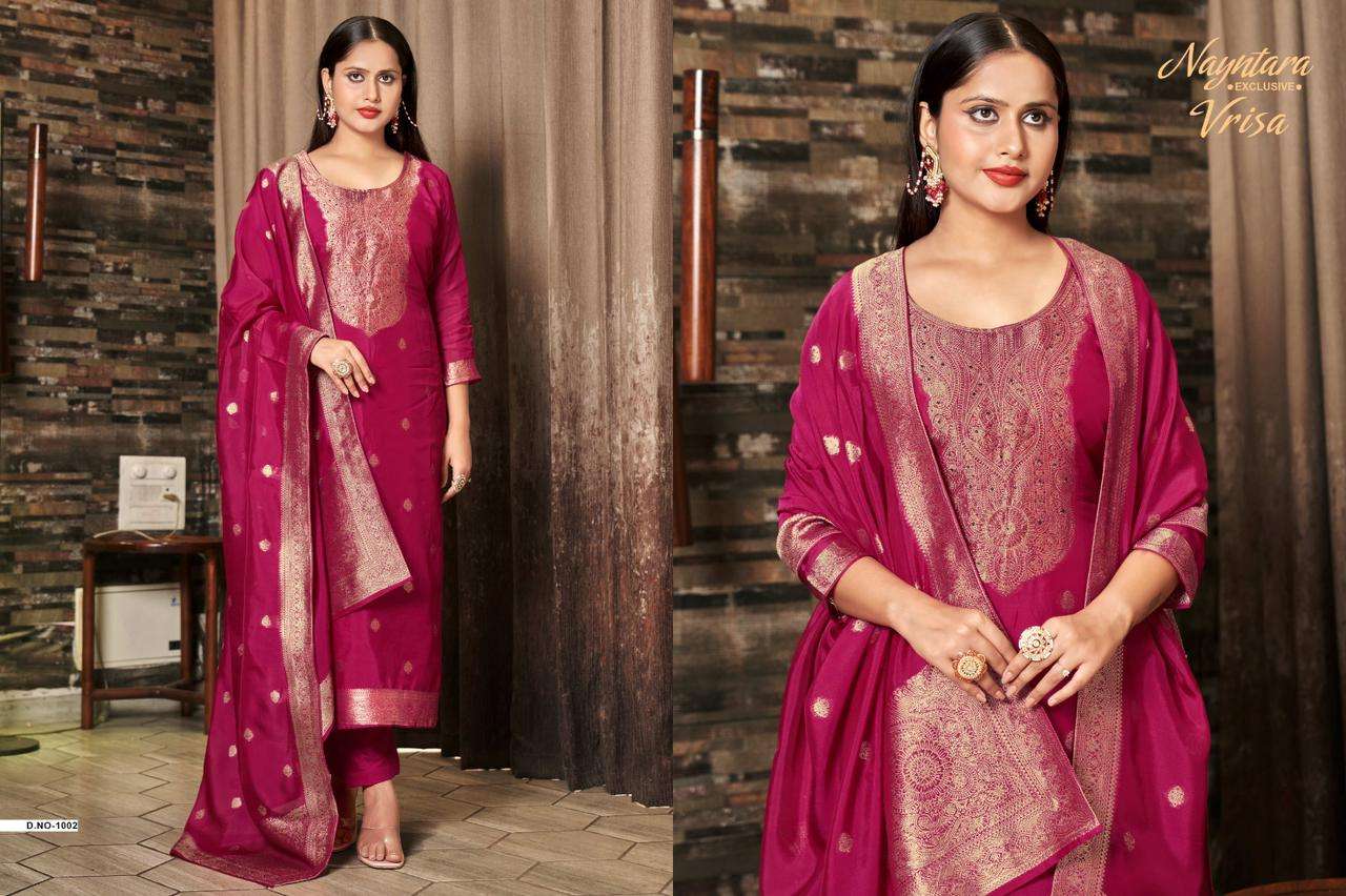 VRISA BY NAYNTARA IN PREMIUM VISCOSE WOVEN SILK JACQUARD WITH HAND WORK