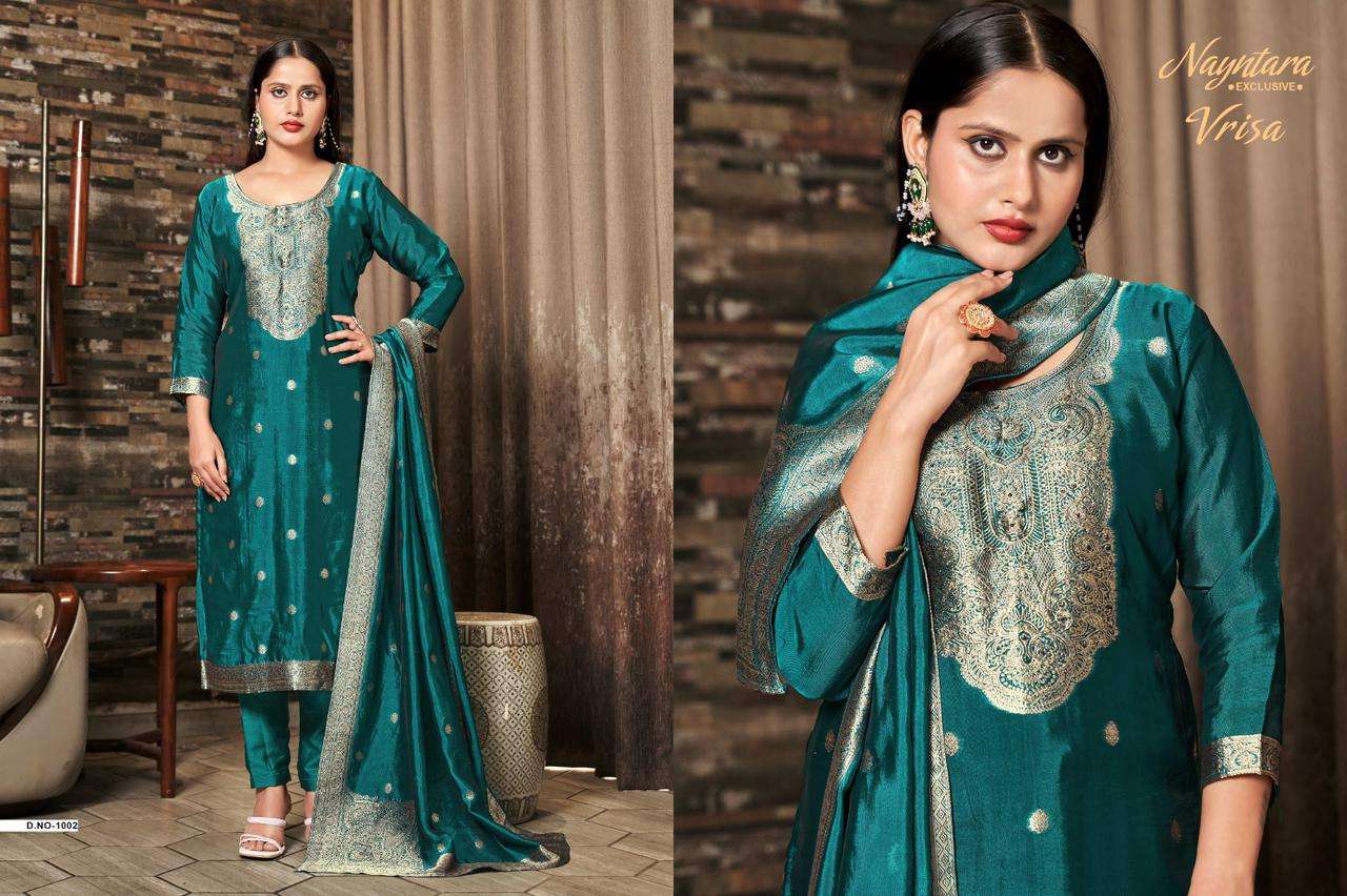 VRISA BY NAYNTARA IN PREMIUM VISCOSE WOVEN SILK JACQUARD WITH HAND WORK