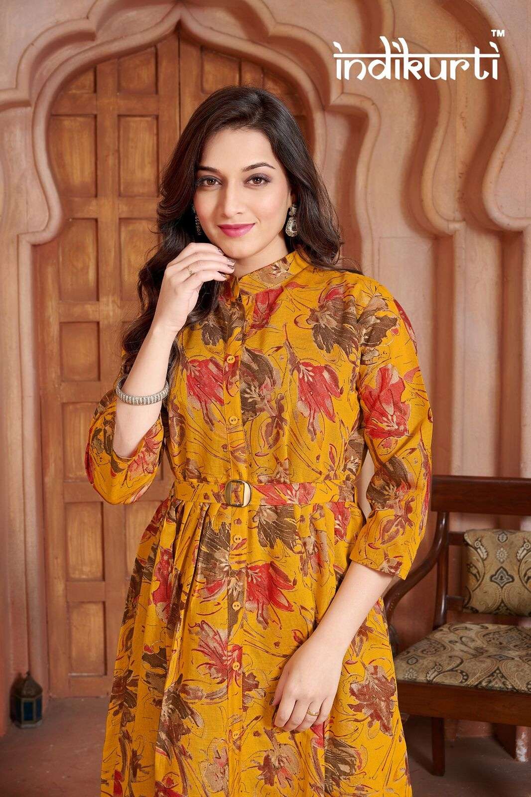  ZALAK GHERA TOPS BY INDIKURTI IN VERTICAN FOIL PRINT