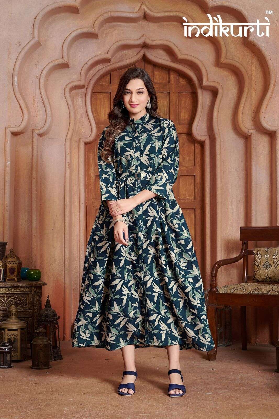  ZALAK GHERA TOPS BY INDIKURTI IN VERTICAN FOIL PRINT