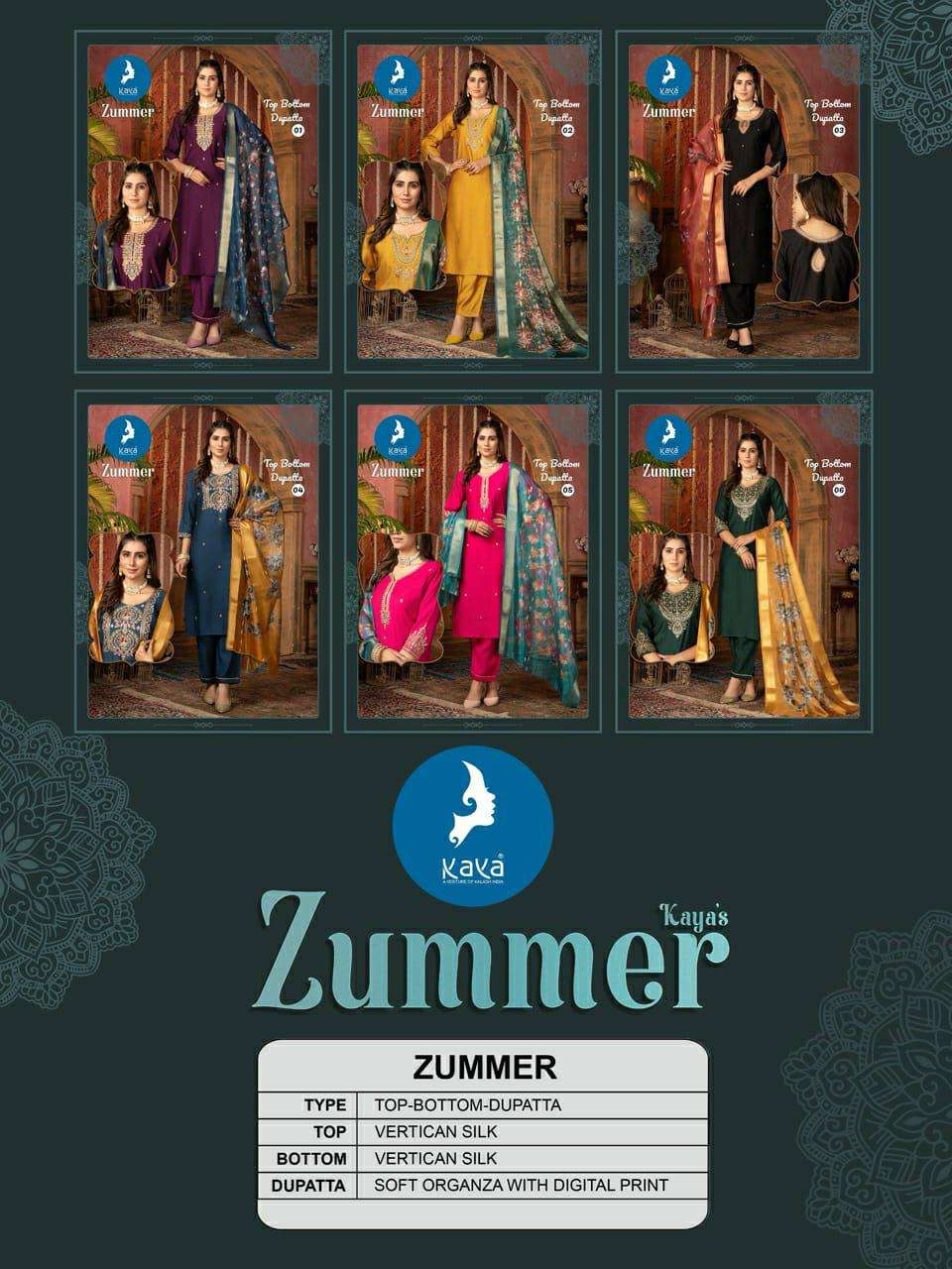 ZUMMER BY KAYA KURTI IN VERTICAN SILK WITH INNER AND ONESIDE POCKET WITH SOFT ORGANZA WITH DIGITAL PRINT DUPATTA