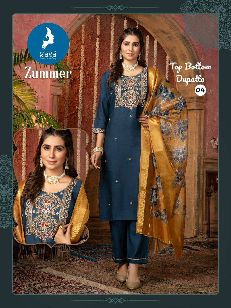 ZUMMER BY KAYA KURTI IN VERTICAN SILK WITH INNER AND ONESIDE POCKET WITH SOFT ORGANZA WITH DIGITAL PRINT DUPATTA
