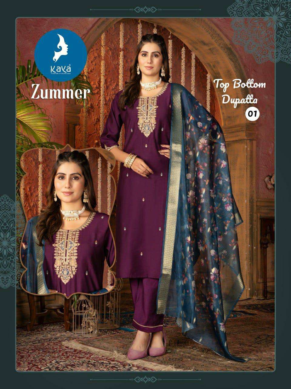 ZUMMER BY KAYA KURTI IN VERTICAN SILK WITH INNER AND ONESIDE POCKET WITH SOFT ORGANZA WITH DIGITAL PRINT DUPATTA
