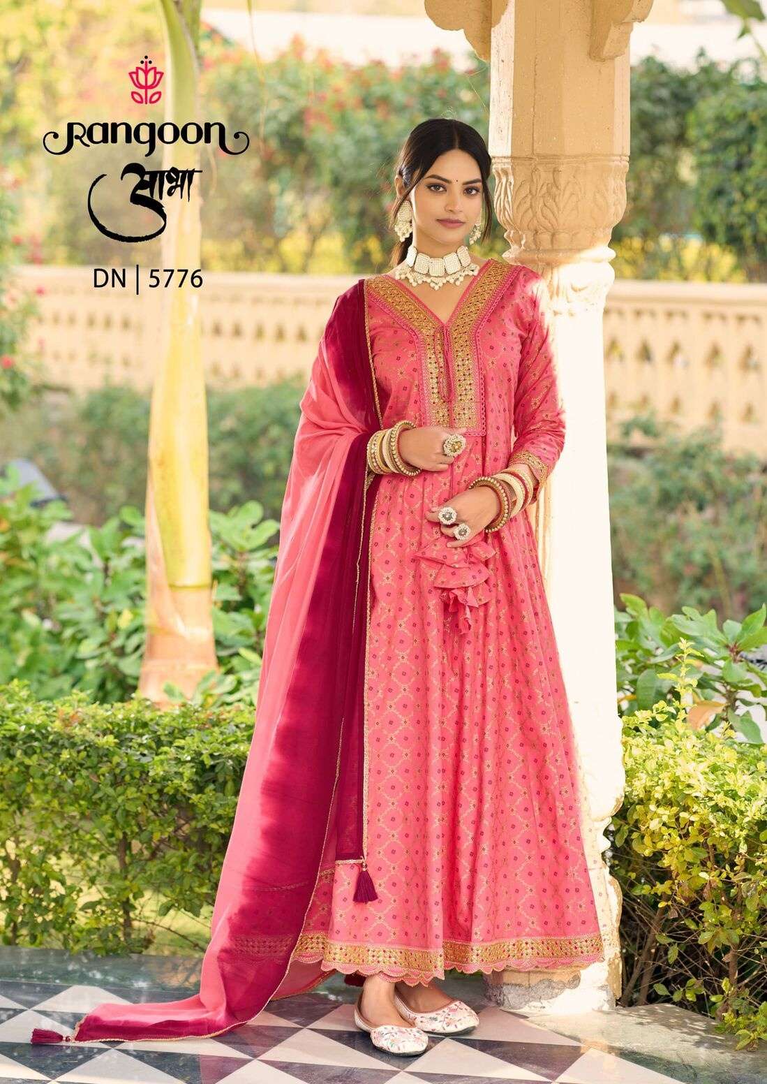 AABHA BY RANGOON IN PURE COTTON PRINT WITH FANCY CODEWORK AND ANARKALI STYLE