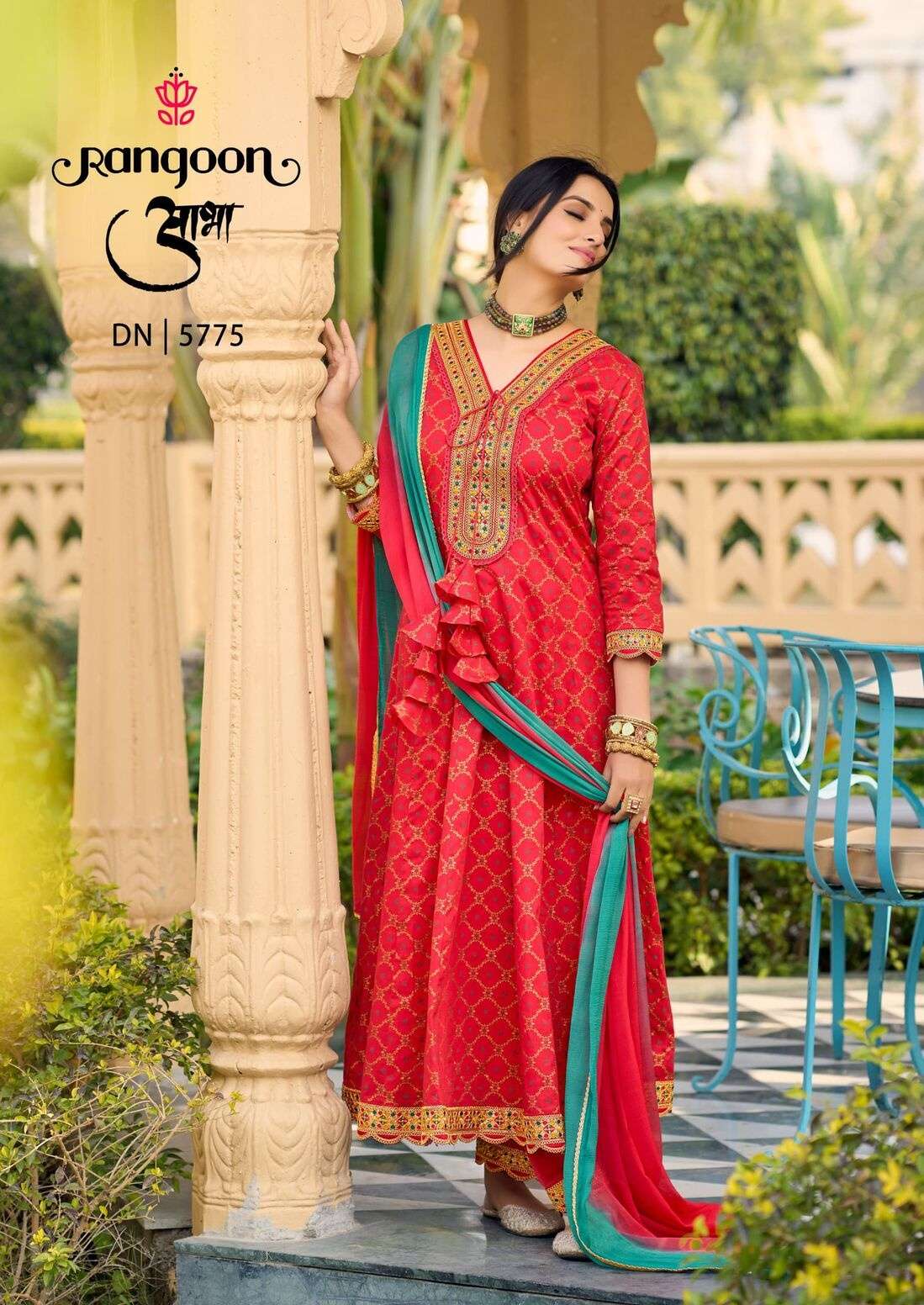 AABHA BY RANGOON IN PURE COTTON PRINT WITH FANCY CODEWORK AND ANARKALI STYLE