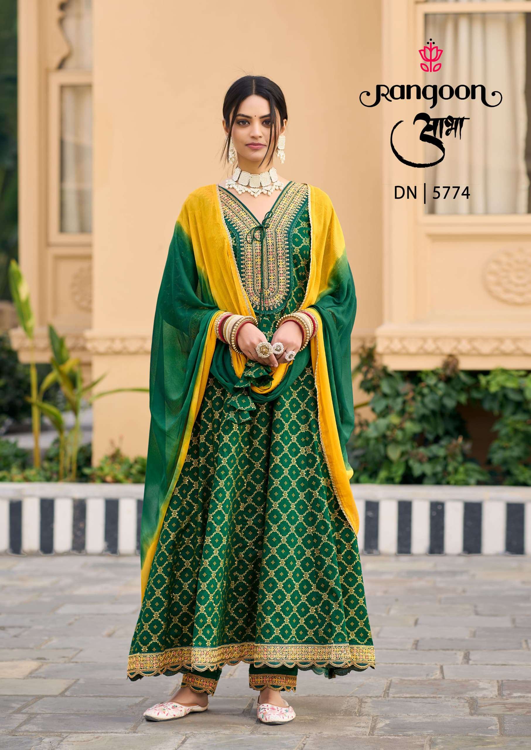 AABHA BY RANGOON IN PURE COTTON PRINT WITH FANCY CODEWORK AND ANARKALI STYLE